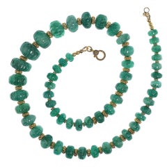 Gemjunky Gorgeous Graduated Emerald and Gold Necklace