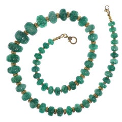 Gemjunky Gorgeous Graduated Smaragd und Gold Halskette