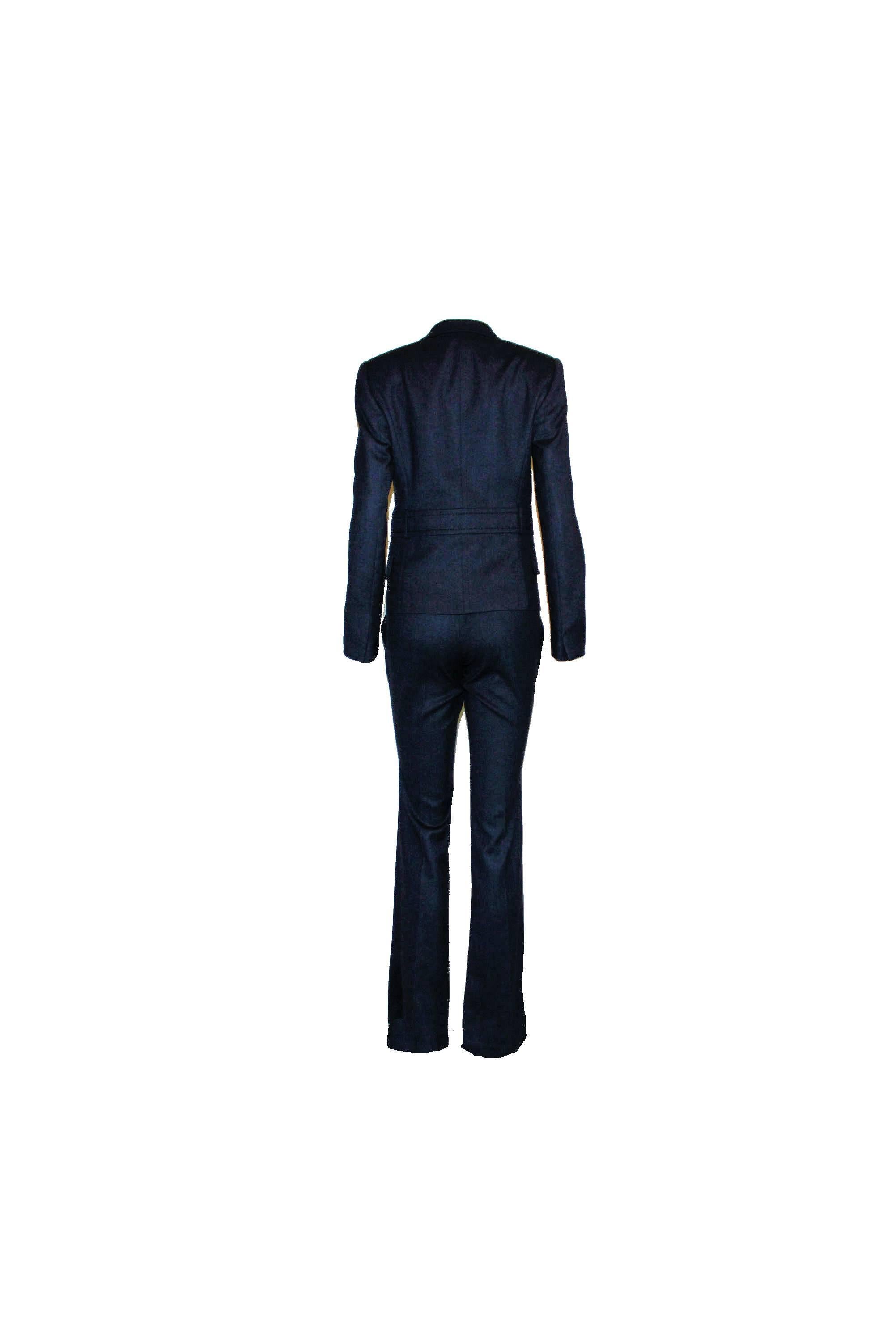 Noir Gucci by Tom Ford tailleur pantalon tailleur avec garniture en cuir, 38 en vente