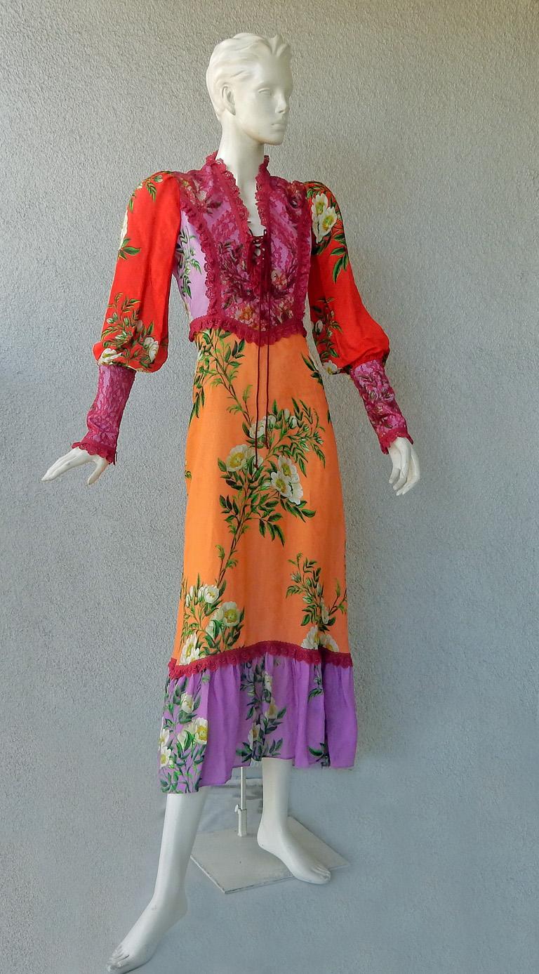Gorgeous Gucci Eye Catching Floral  Boho Chic Dress    For Sale 6