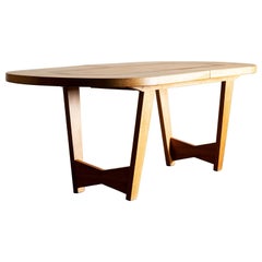 Gorgeous Guillerme et Chambron "Ardennes" Dining Table in Oak, France, 1960