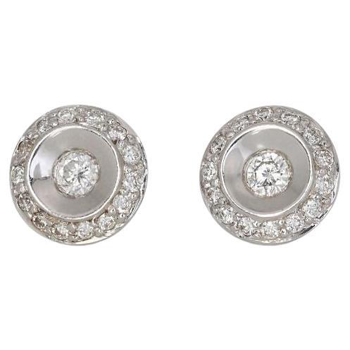 Gorgeous Halo Earrings in 18K White Gold For Sale