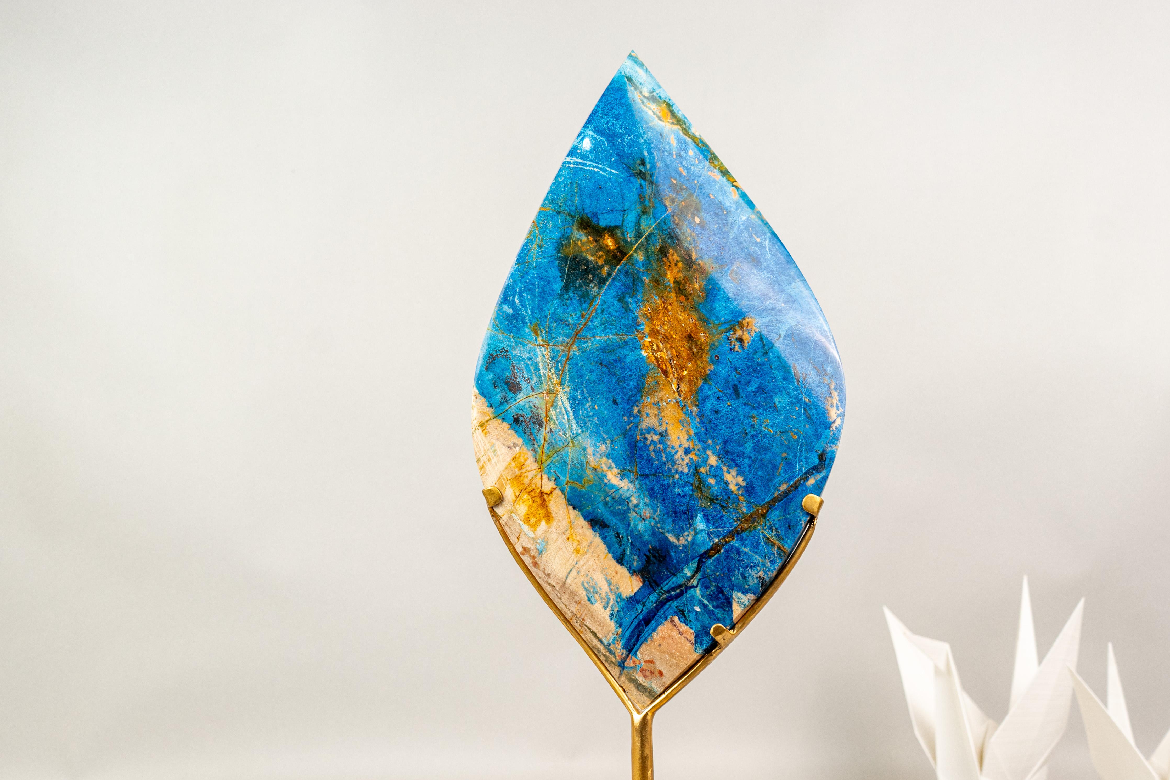 Gorgeous Hand-Carved Blue Rhodonite Flame from Bahia, Brazil For Sale 4