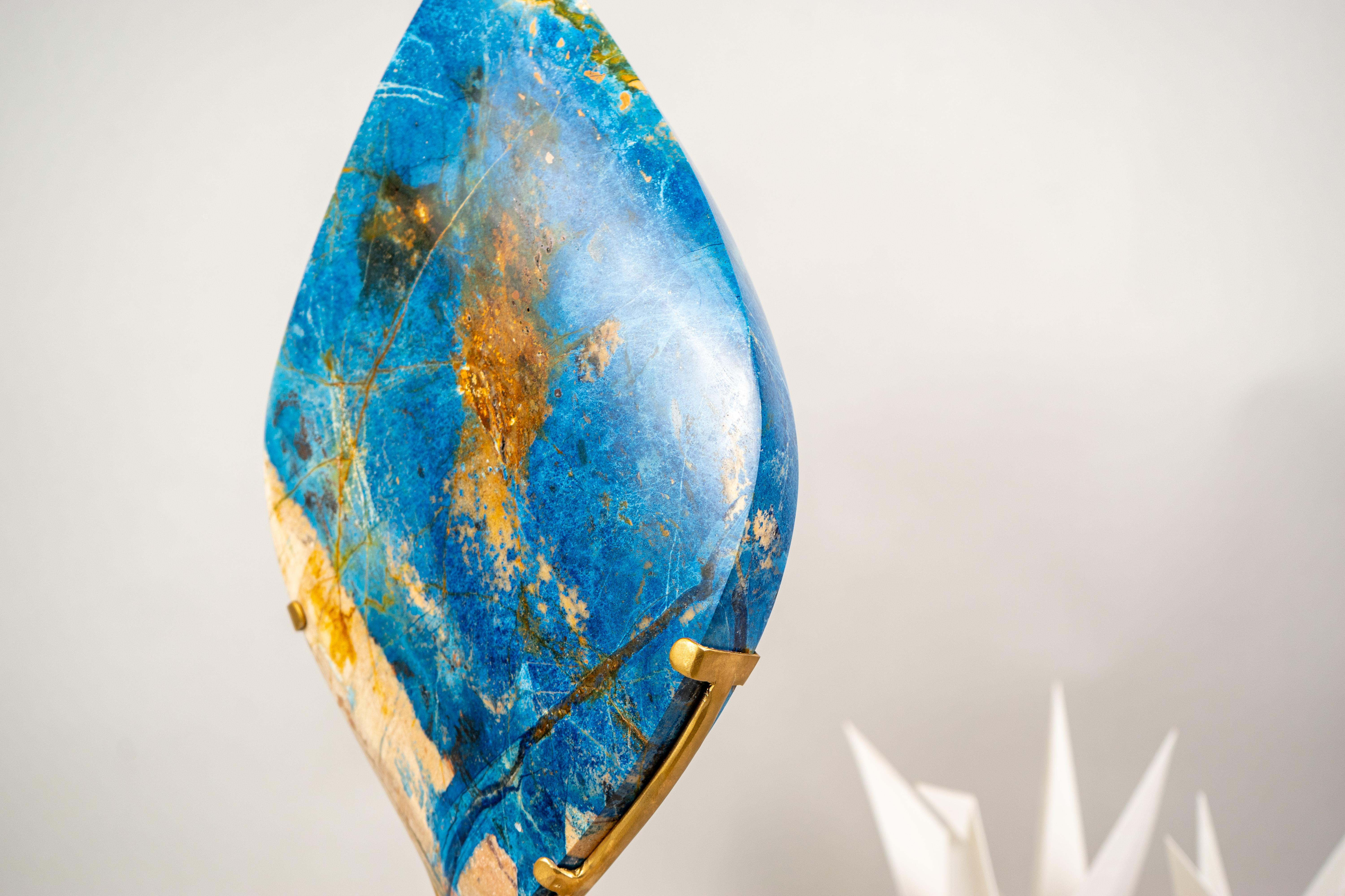 Gorgeous Hand-Carved Blue Rhodonite Flame from Bahia, Brazil For Sale 1