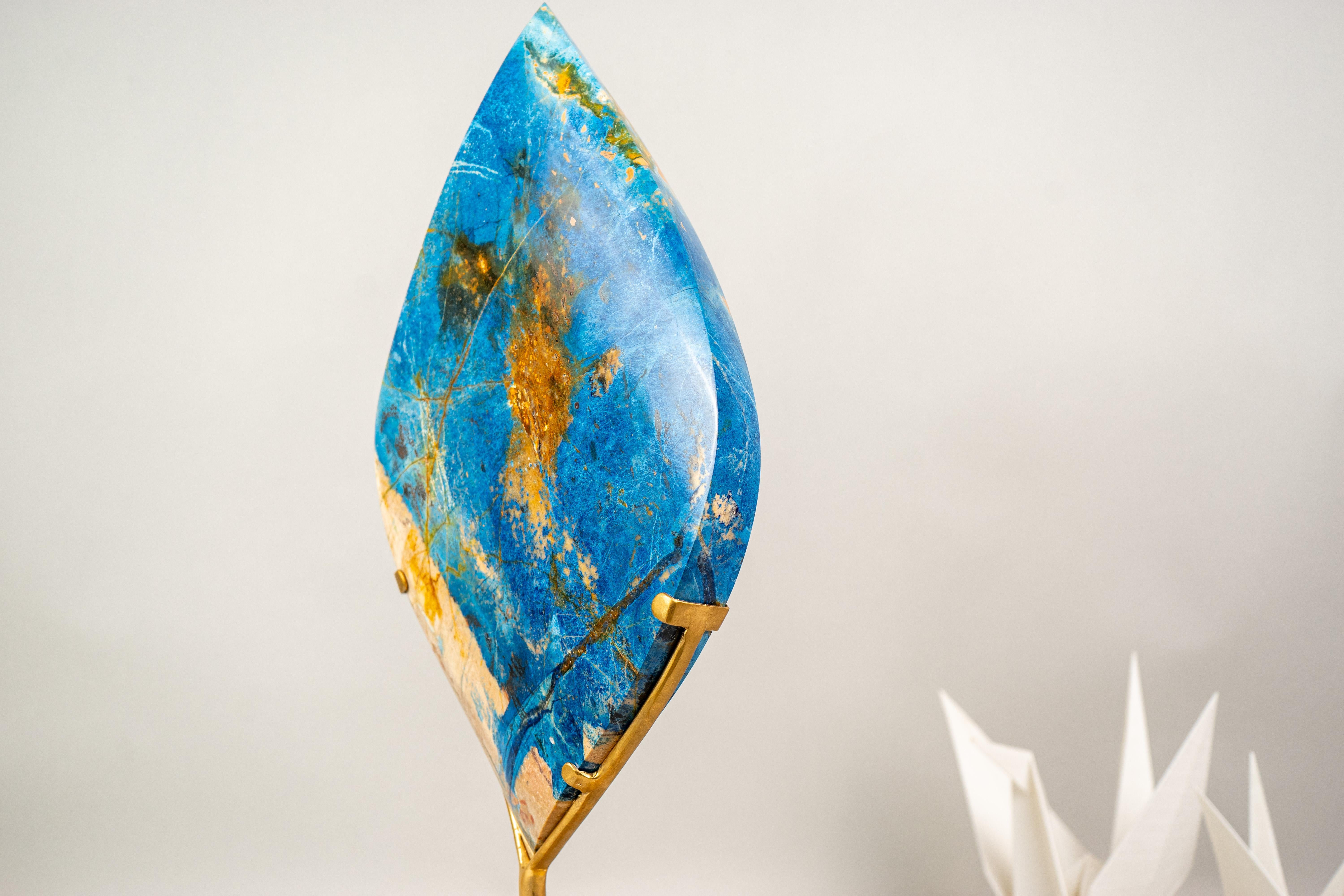 Gorgeous Hand-Carved Blue Rhodonite Flame from Bahia, Brazil For Sale 2