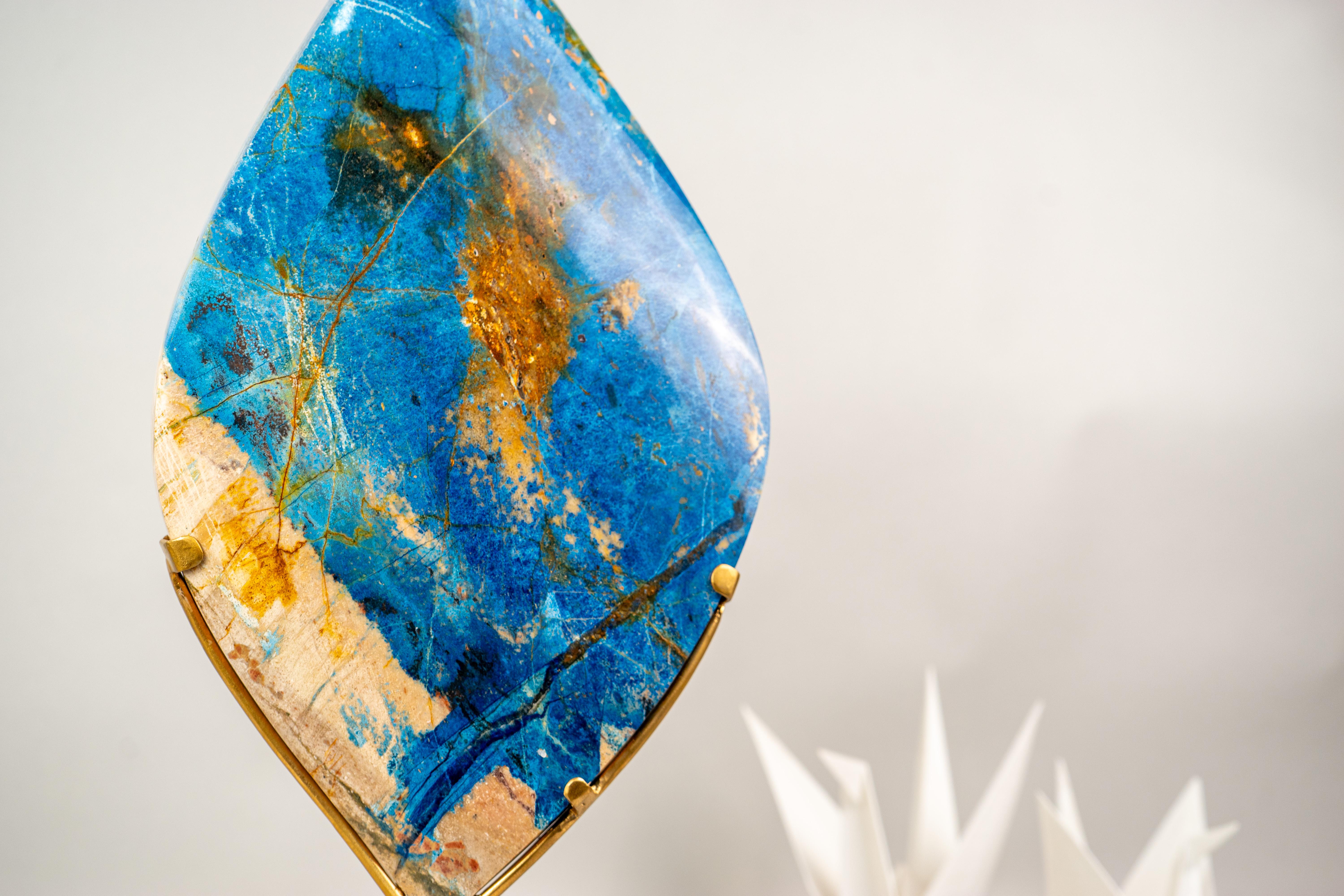 Gorgeous Hand-Carved Blue Rhodonite Flame from Bahia, Brazil For Sale 3
