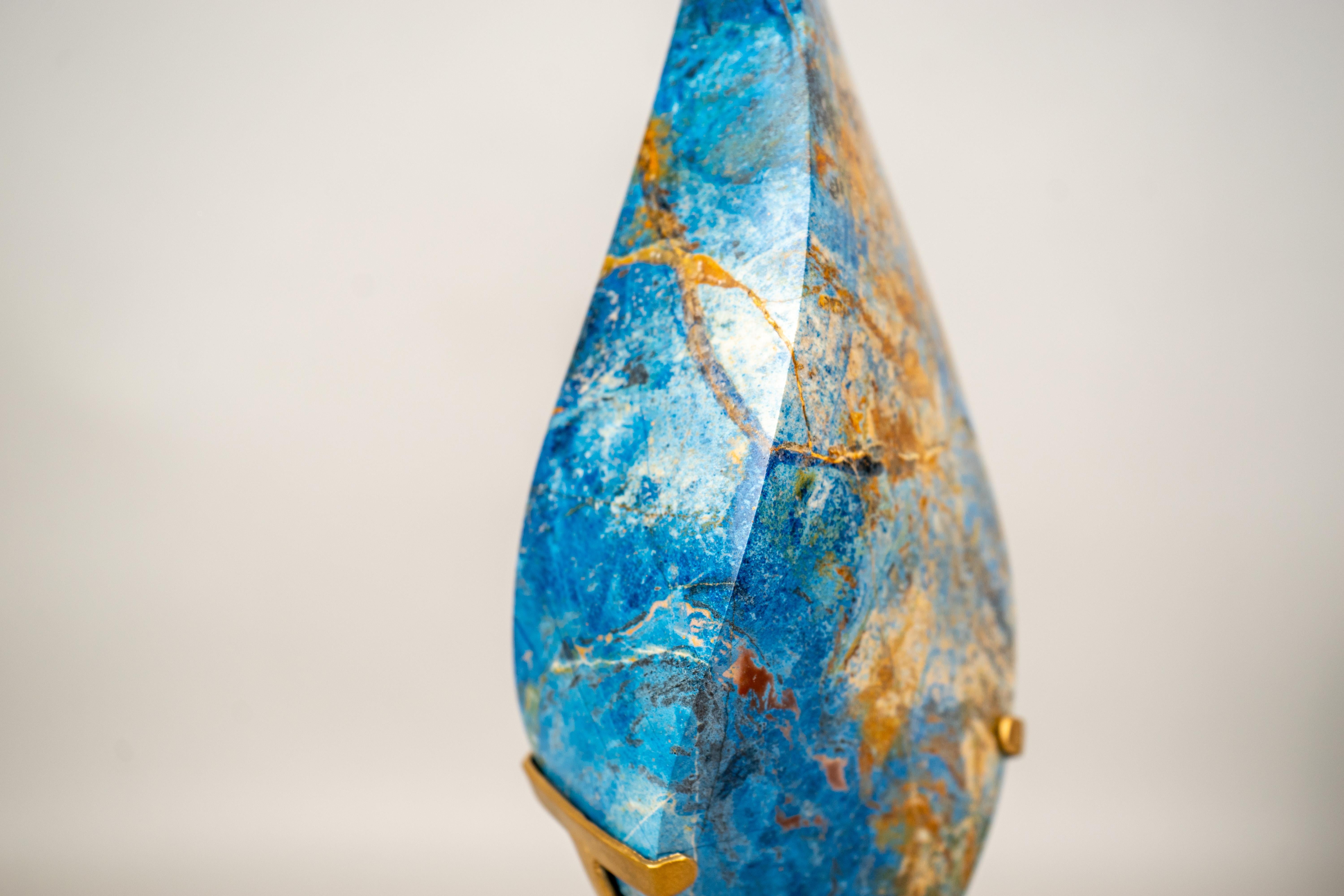 Gorgeous Hand-Carved Royal Blue Crystal Flame For Sale 5