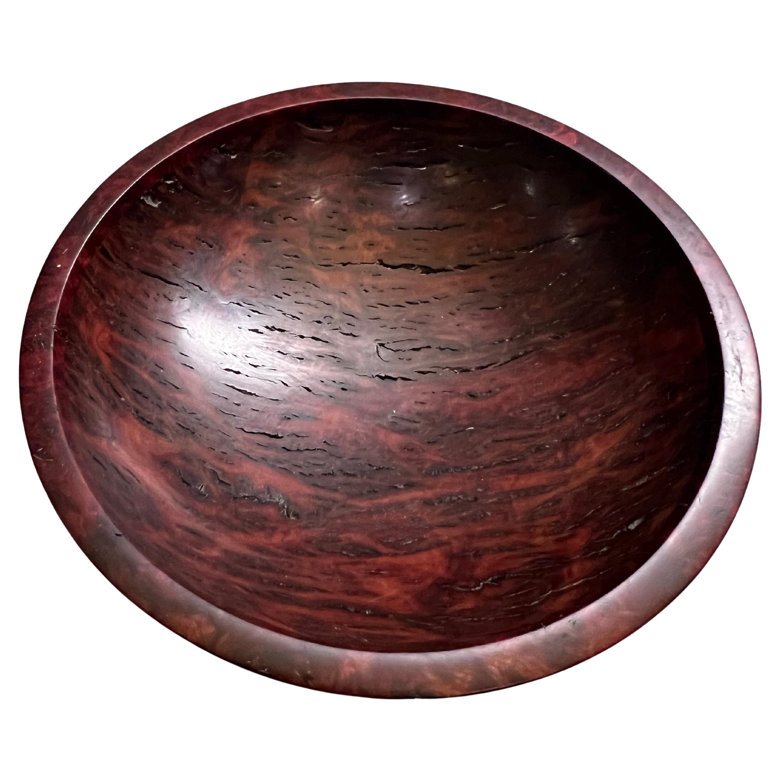 Gorgeous Handcrafted Eucalyptus Burl Wood Bowl Catch It All by Lane Phillips For Sale