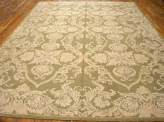 Gorgeous Handwoven Needlepoint Flat Weave Rug in a Olive Green Ground Color