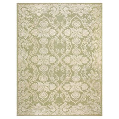 Gorgeous Handwoven Needlepoint Flat Weave Rug in a Olive Green Ground Color