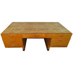 Gorgeous Henredon Scene Two Burled Olive Wood Executive Desk Mid-Century Modern