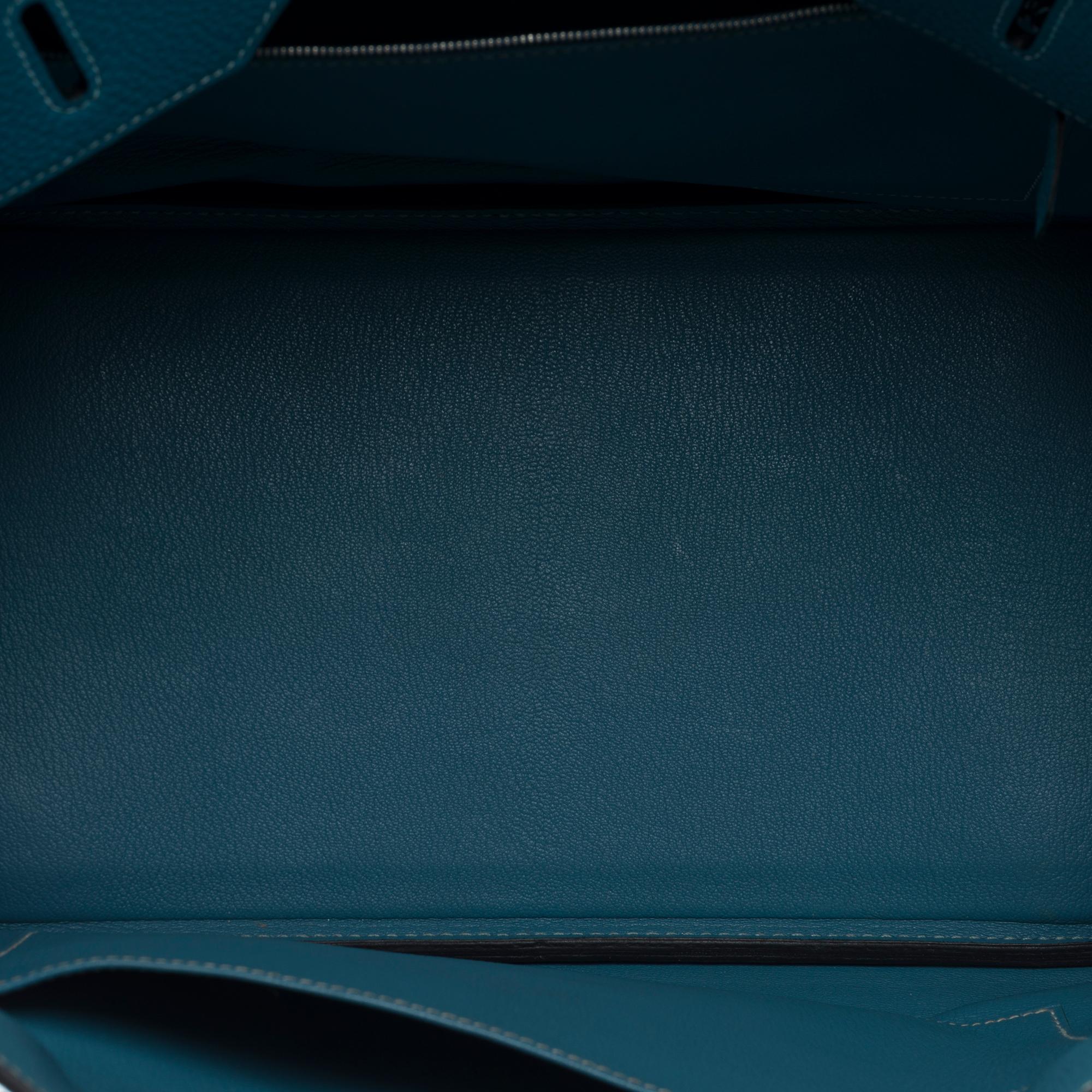 Gorgeous Hermès Birkin 35 handbag in Blue Jean Togo Calf leather, PHW For Sale 6