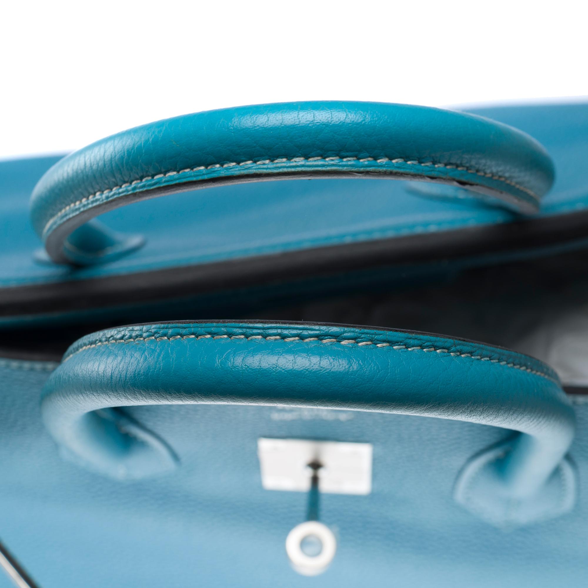 Gorgeous Hermès Birkin 35 handbag in Blue Jean Togo Calf leather, PHW For Sale 7