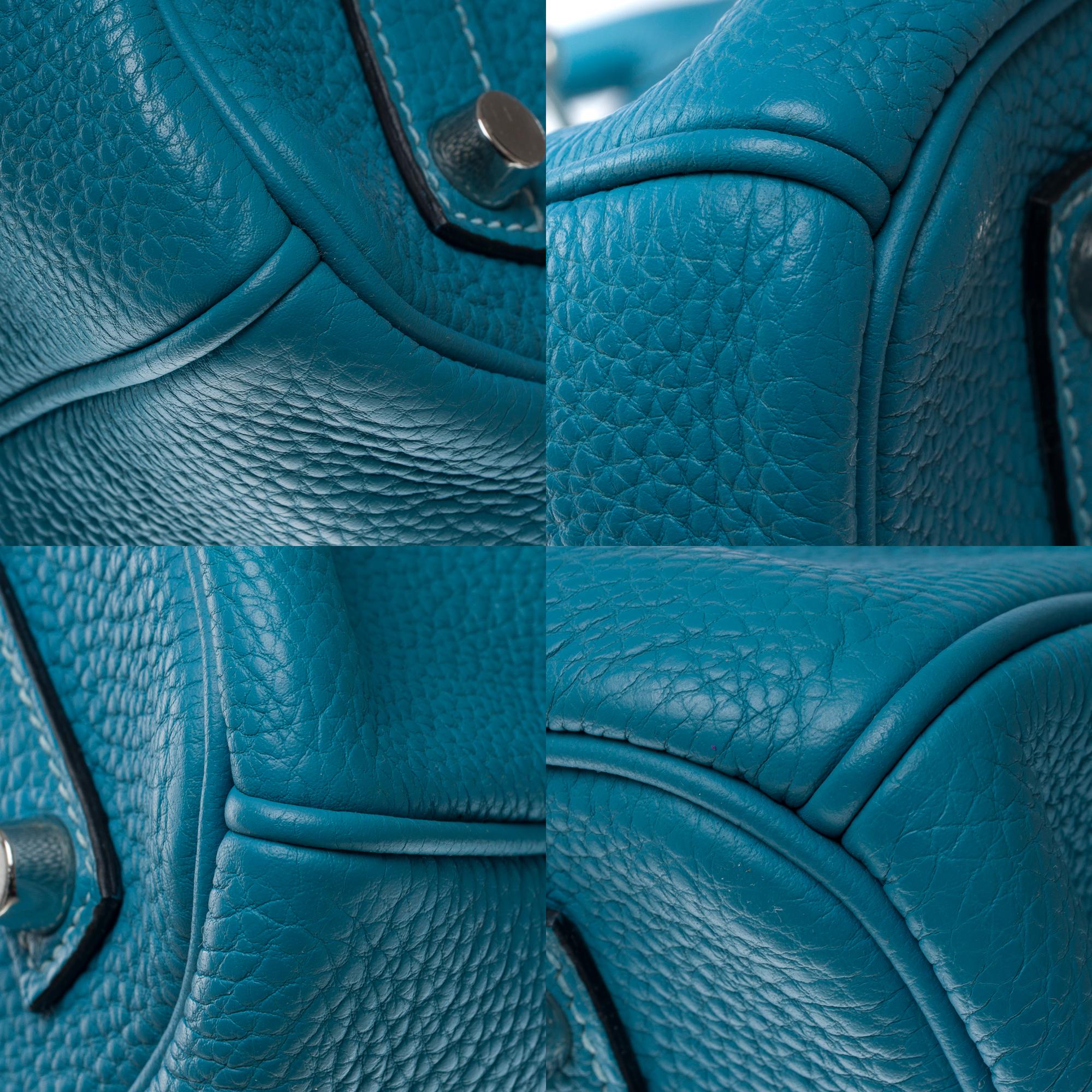 Gorgeous Hermès Birkin 35 handbag in Blue Jean Togo Calf leather, PHW For Sale 9