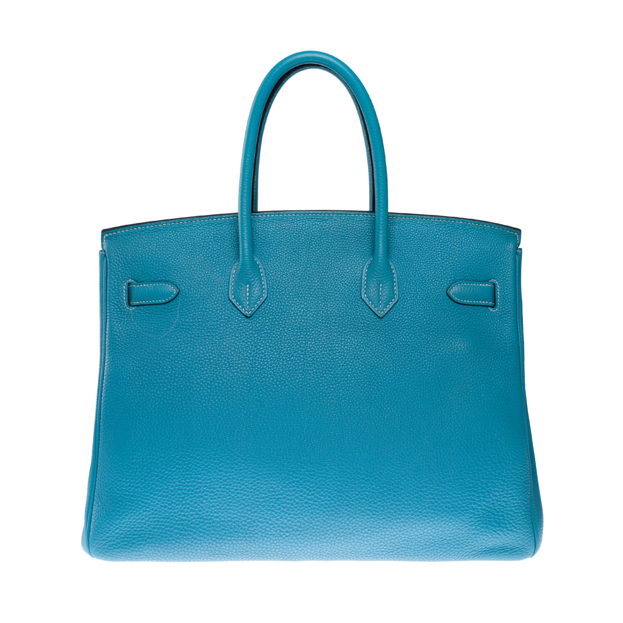 Gorgeous Hermès Birkin 35 handbag in Blue Jean Togo Calf leather, PHW For Sale 1