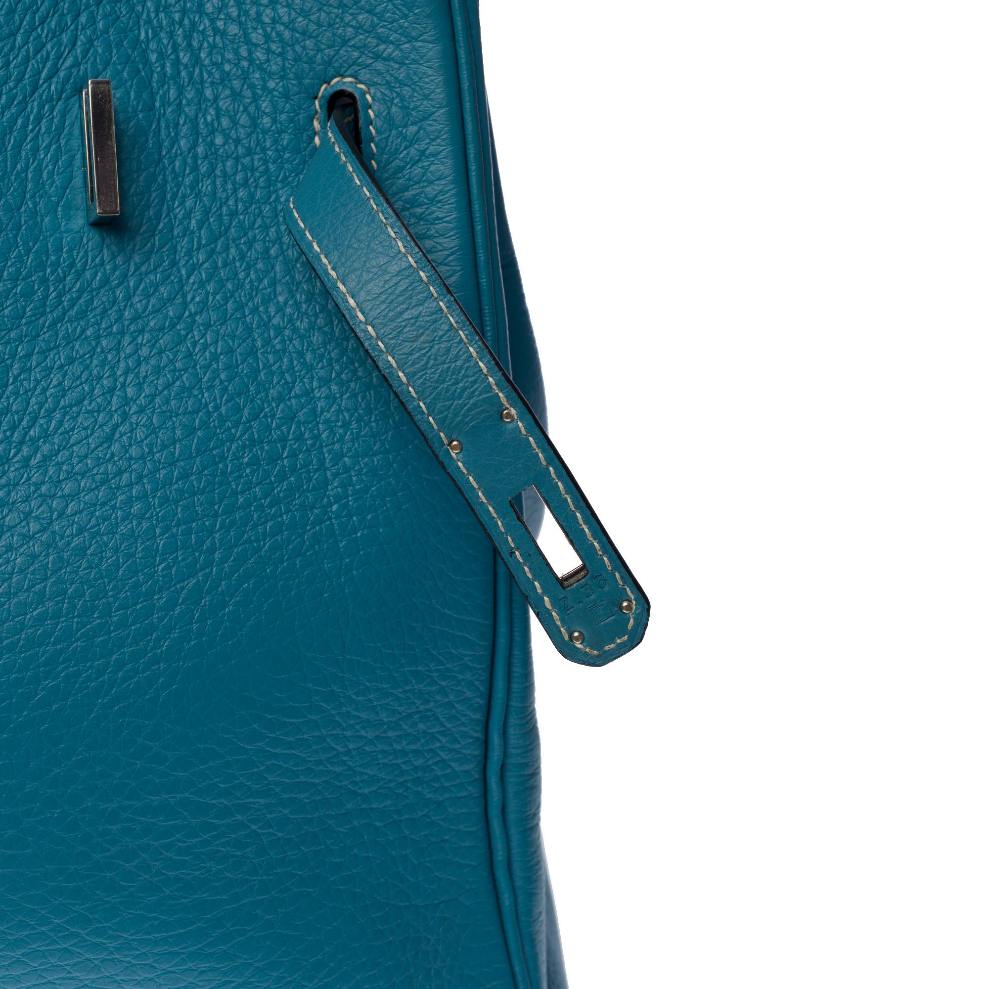 Women's or Men's Gorgeous Hermès Birkin 35 handbag in blue jeans Togo leather, SHW 