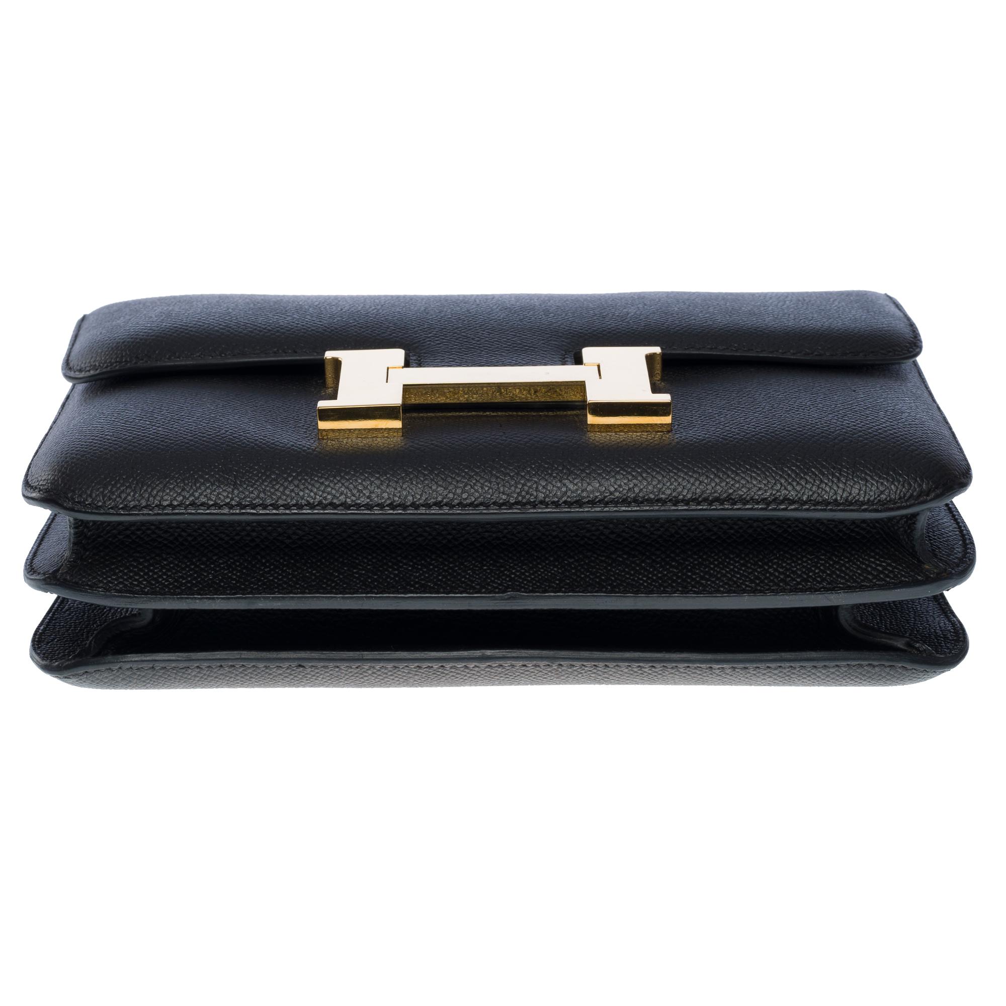 Gorgeous Hermès Constance shoulder bag in black epsom leather , GHW 6