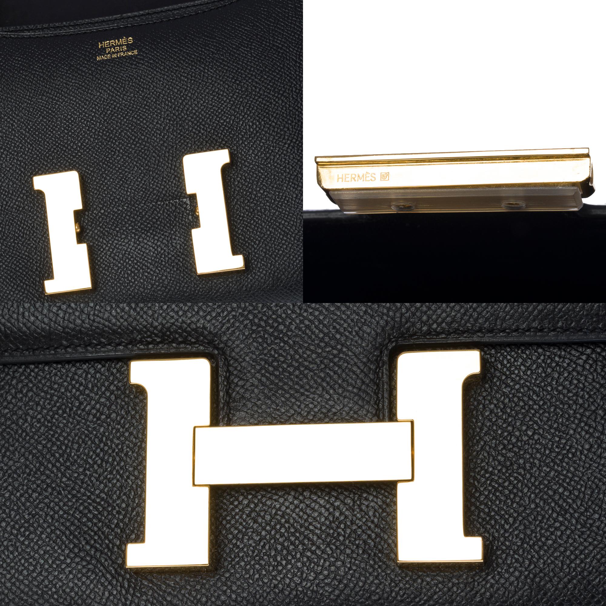 Gorgeous Hermès Constance shoulder bag in black epsom leather , GHW 2