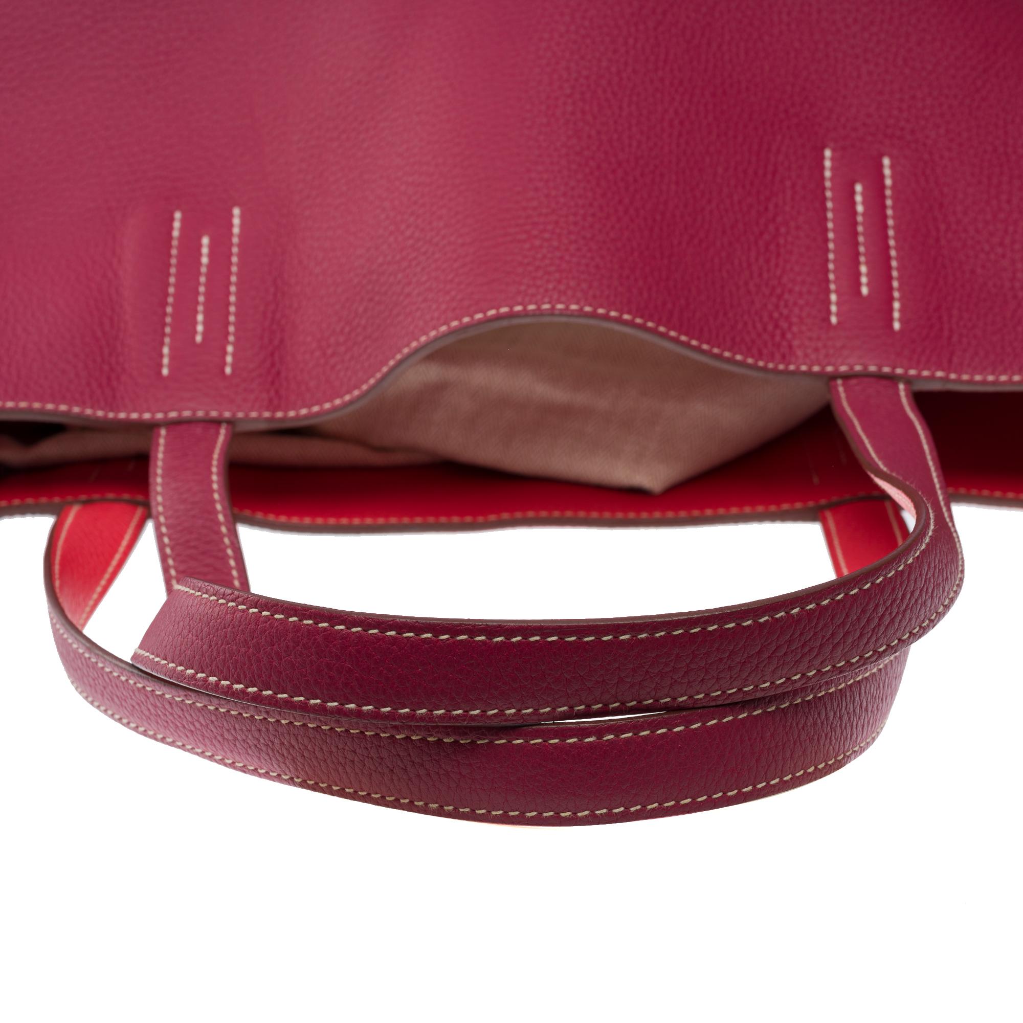 Gorgeous Hermès Double Sens Tote bag in Red and Pink Taurillon Clemence leather For Sale 7