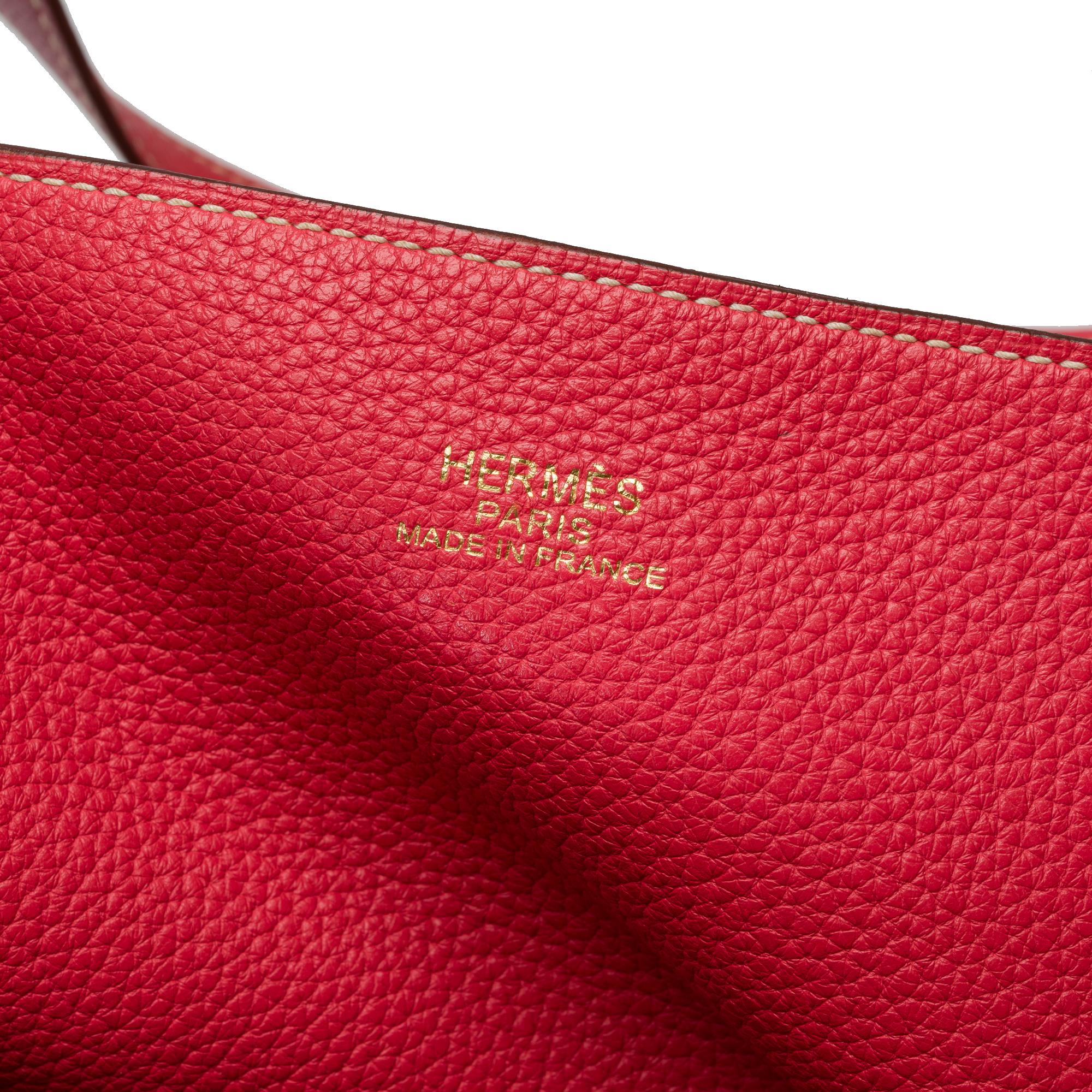 Gorgeous Hermès Double Sens Tote bag in Red and Pink Taurillon Clemence leather For Sale 4