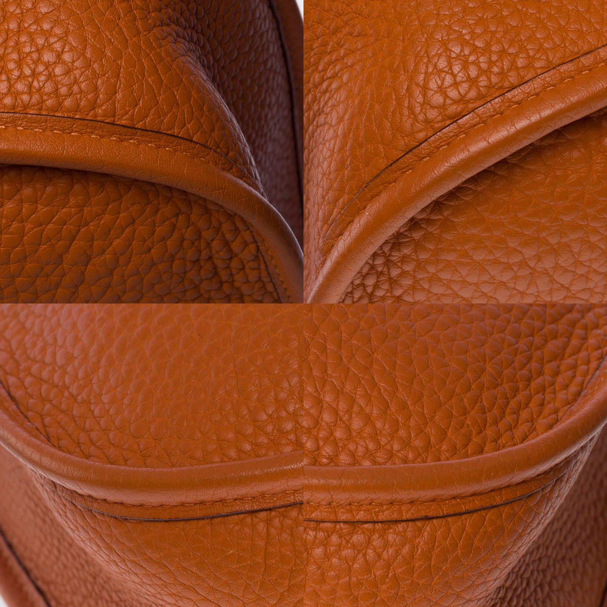 Gorgeous Hermès Evelyne 29  shoulder bag in Orange Taurillon leather, GHW 5