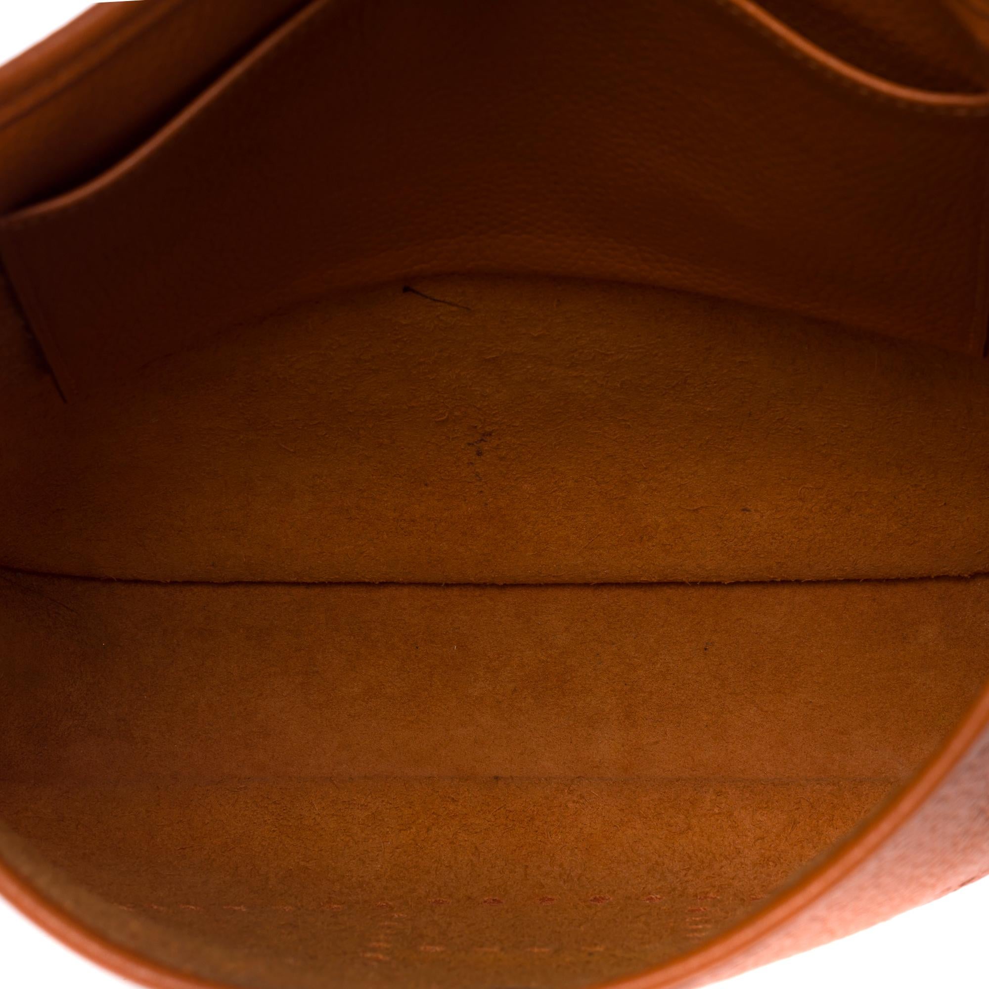 Gorgeous Hermès Evelyne 29  shoulder bag in Orange Taurillon leather, GHW 2