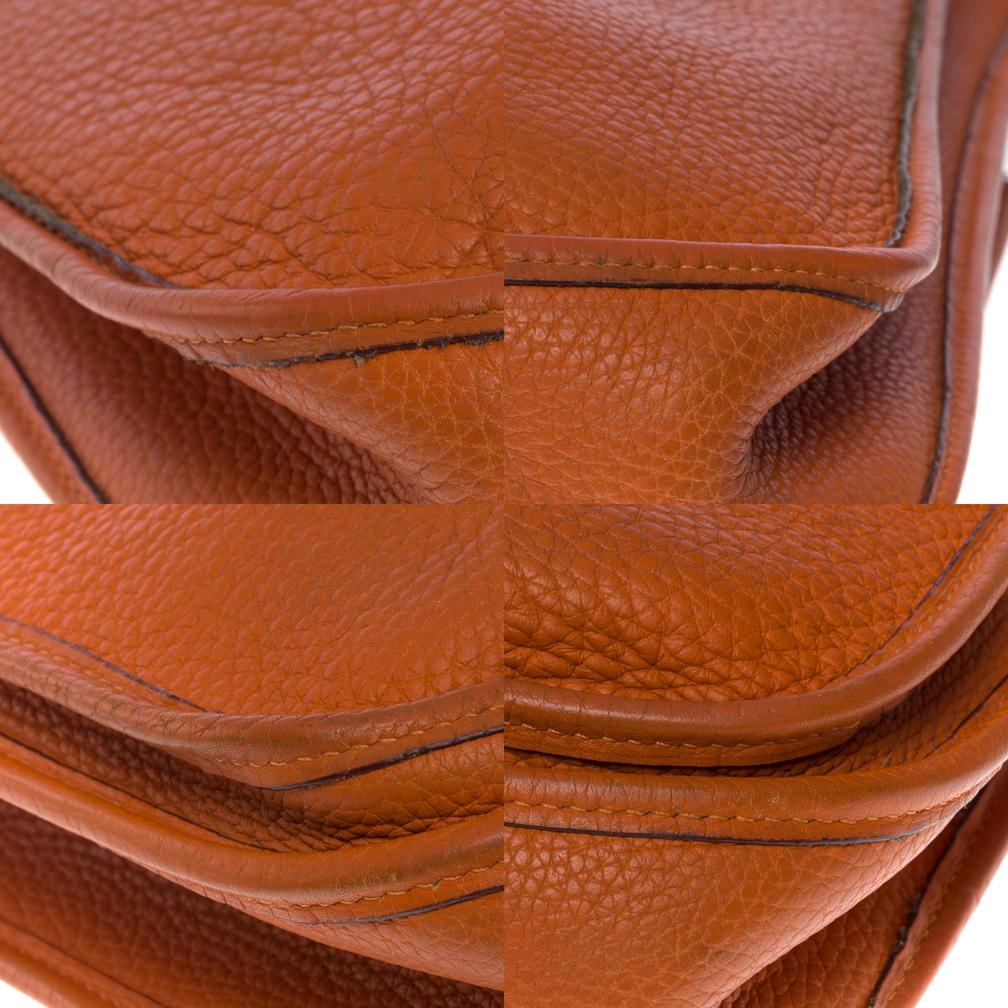 Gorgeous Hermès Evelyne 29  shoulder bag in Orange Taurillon leather, SHW 6