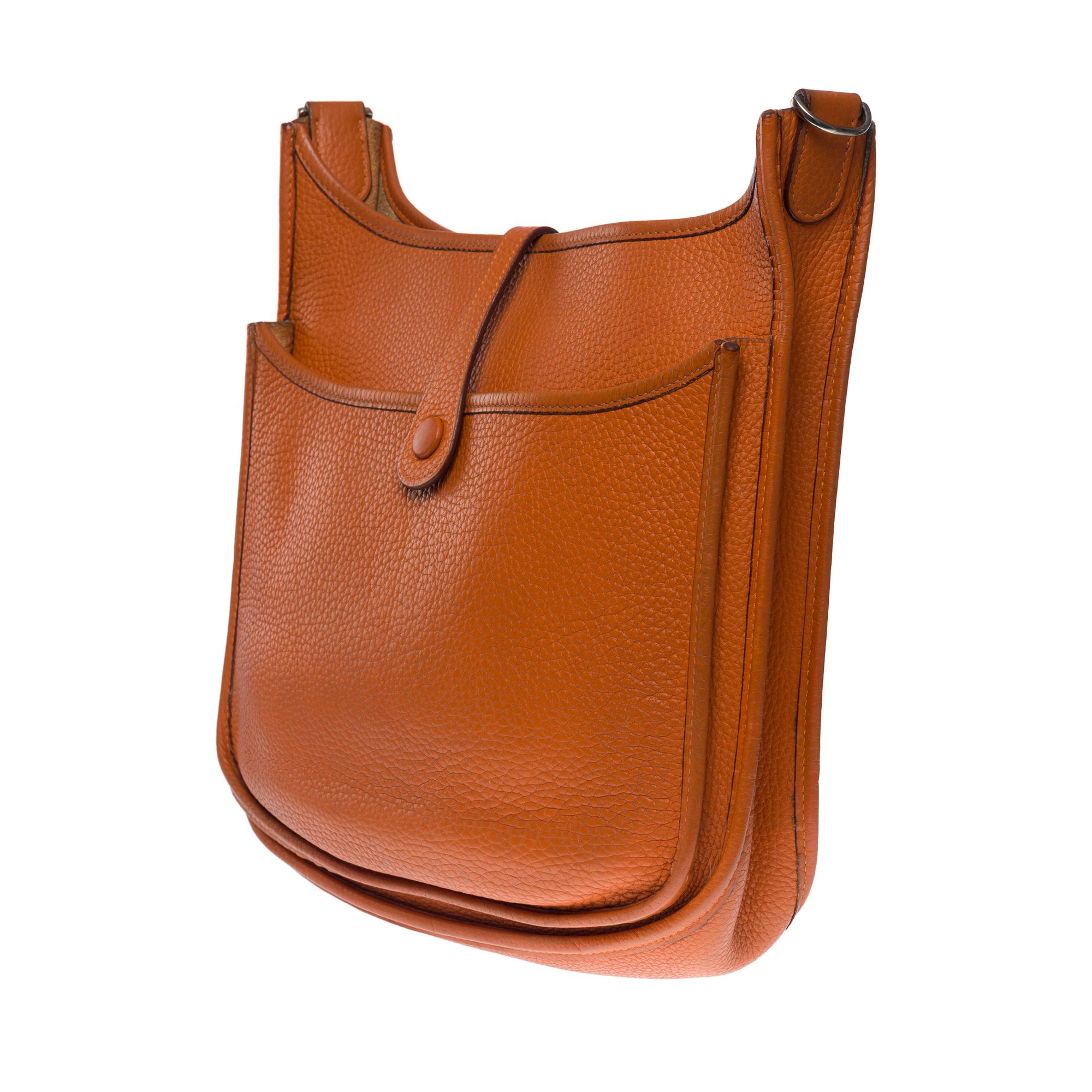 Women's Gorgeous Hermès Evelyne 29  shoulder bag in Orange Taurillon leather, SHW
