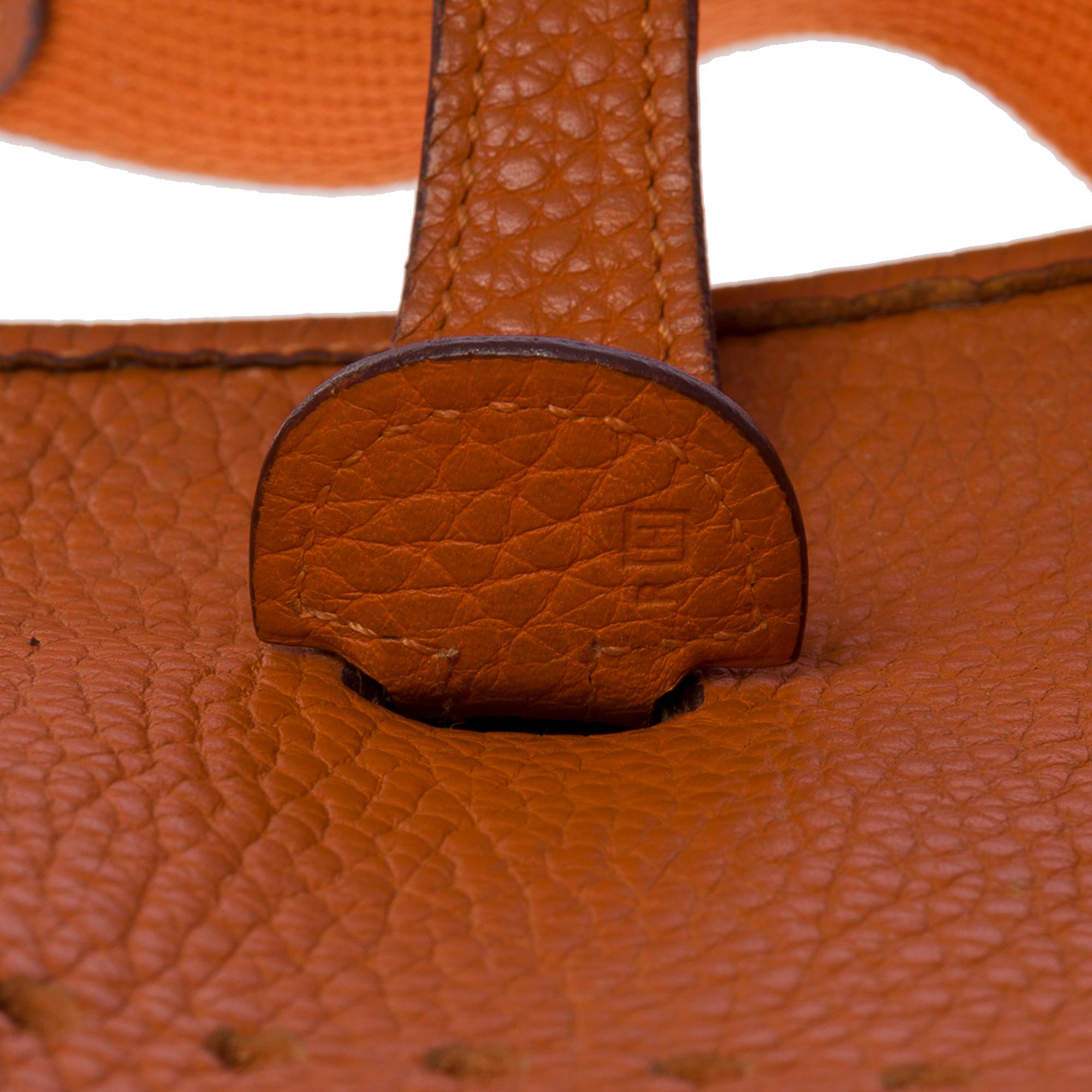Gorgeous Hermès Evelyne 29  shoulder bag in Orange Taurillon leather, SHW 2