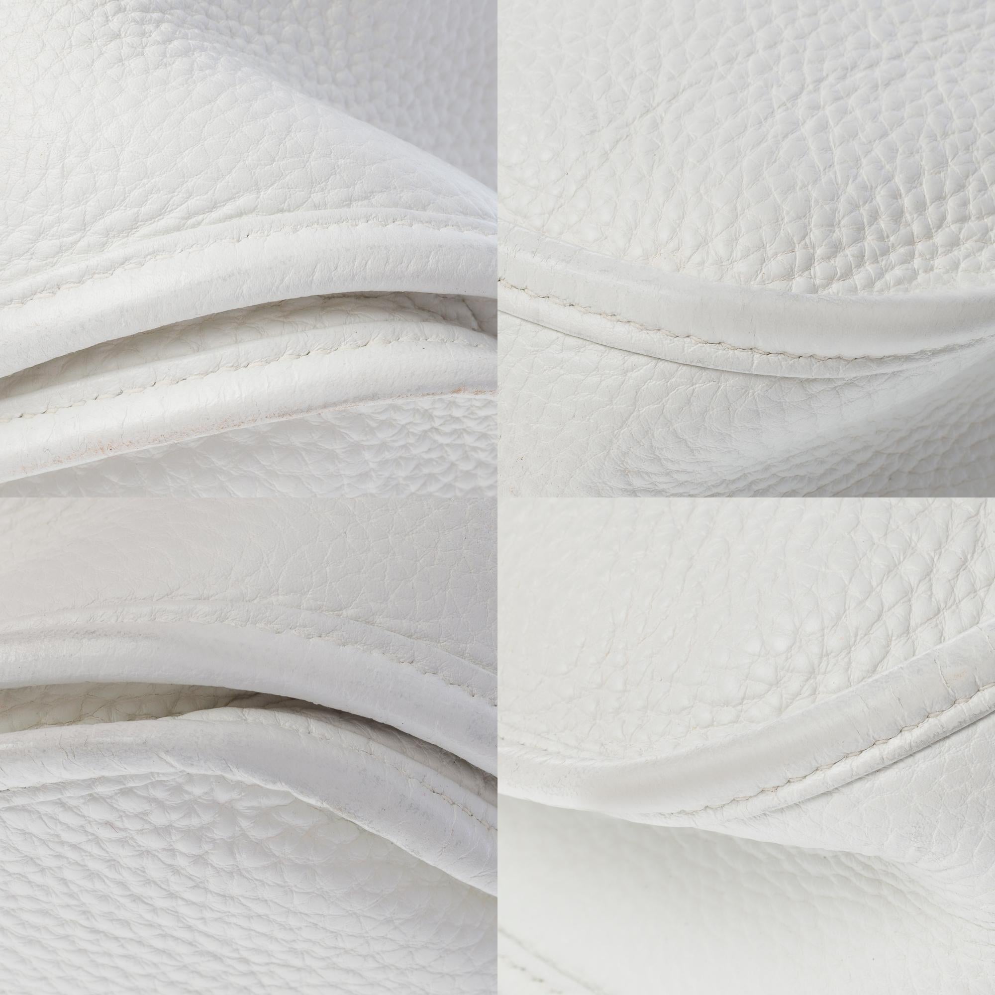 Gorgeous Hermès Evelyne 29  shoulder bag in White Taurillon leather, SHW 6