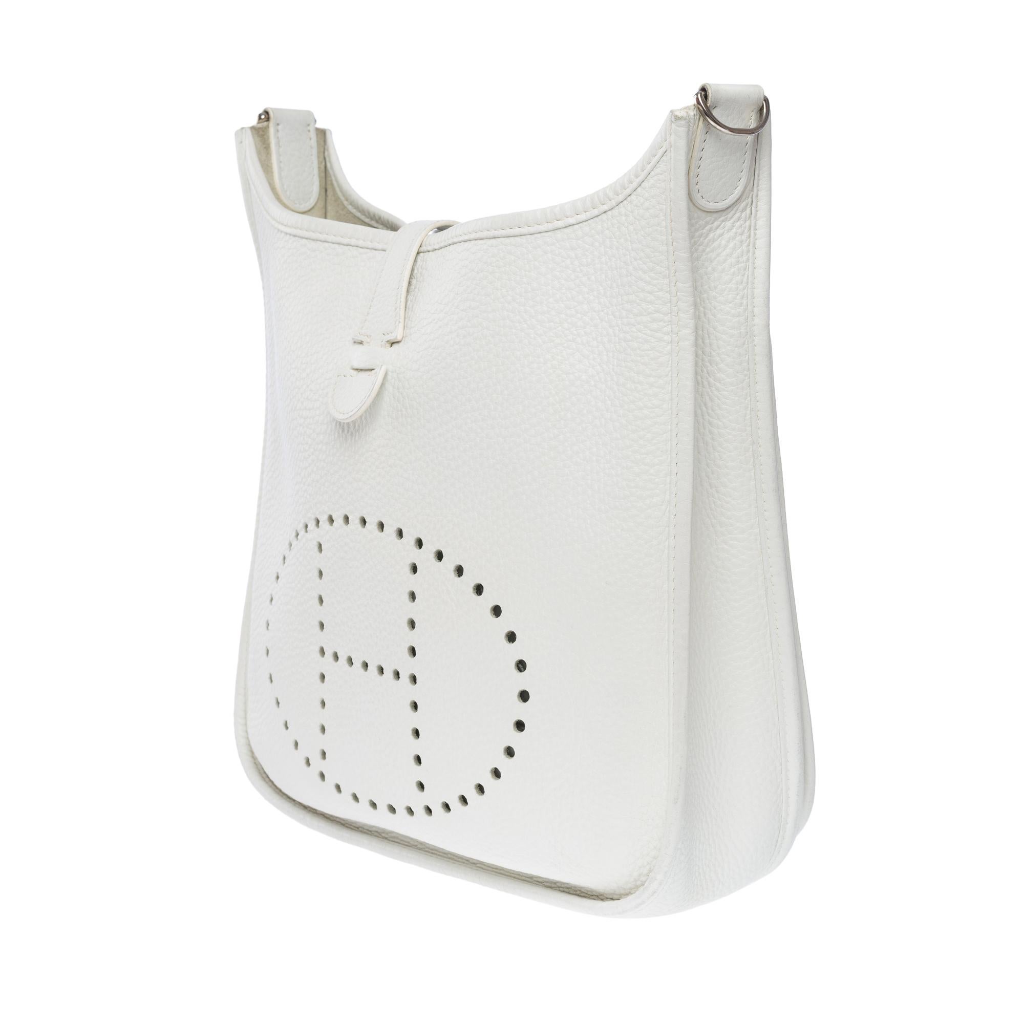 Women's Gorgeous Hermès Evelyne 29  shoulder bag in White Taurillon leather, SHW