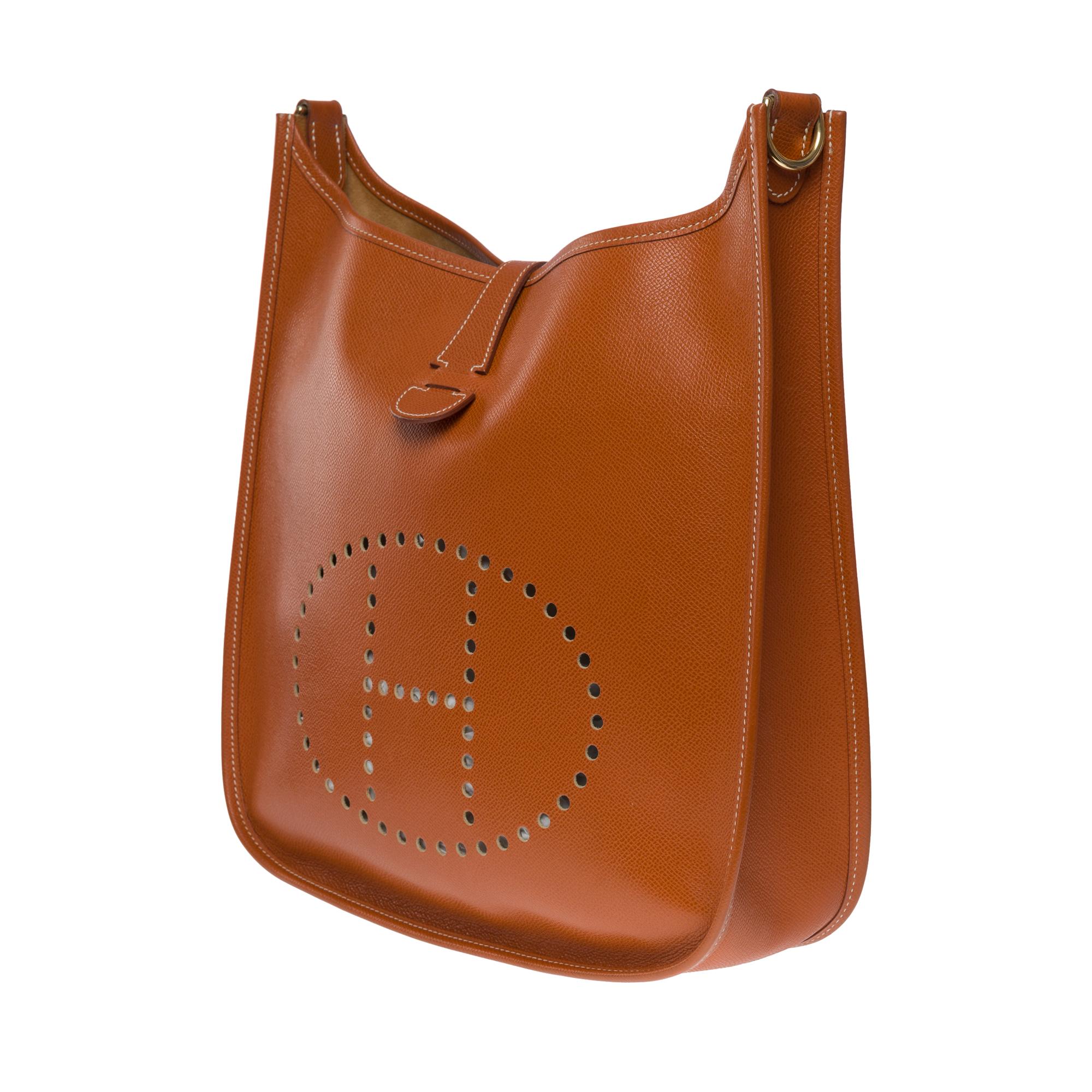 Women's Gorgeous Hermès Evelyne 33 (GM)  shoulder bag in Camel Epsom leather, GHW