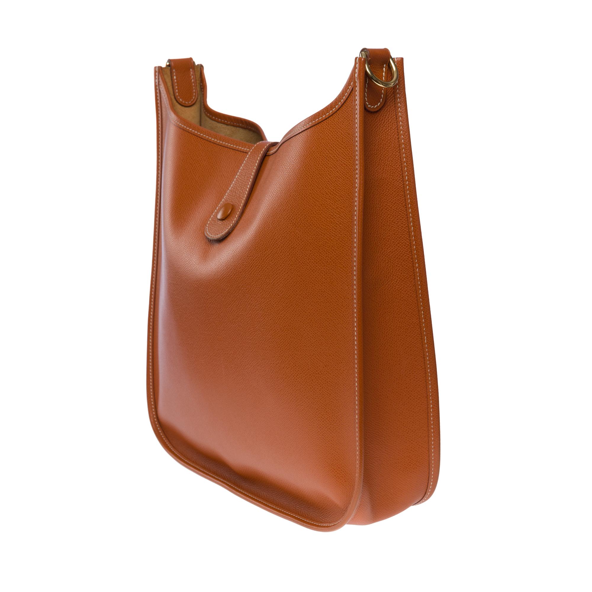 Gorgeous Hermès Evelyne 33 (GM)  shoulder bag in Camel Epsom leather, GHW 1