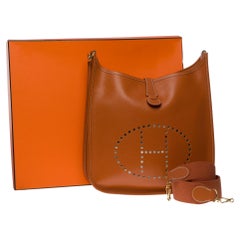 Magnifique Hermès Evelyne 33 (GM)  Sac à bandoulière en cuir Epsom couleur camel