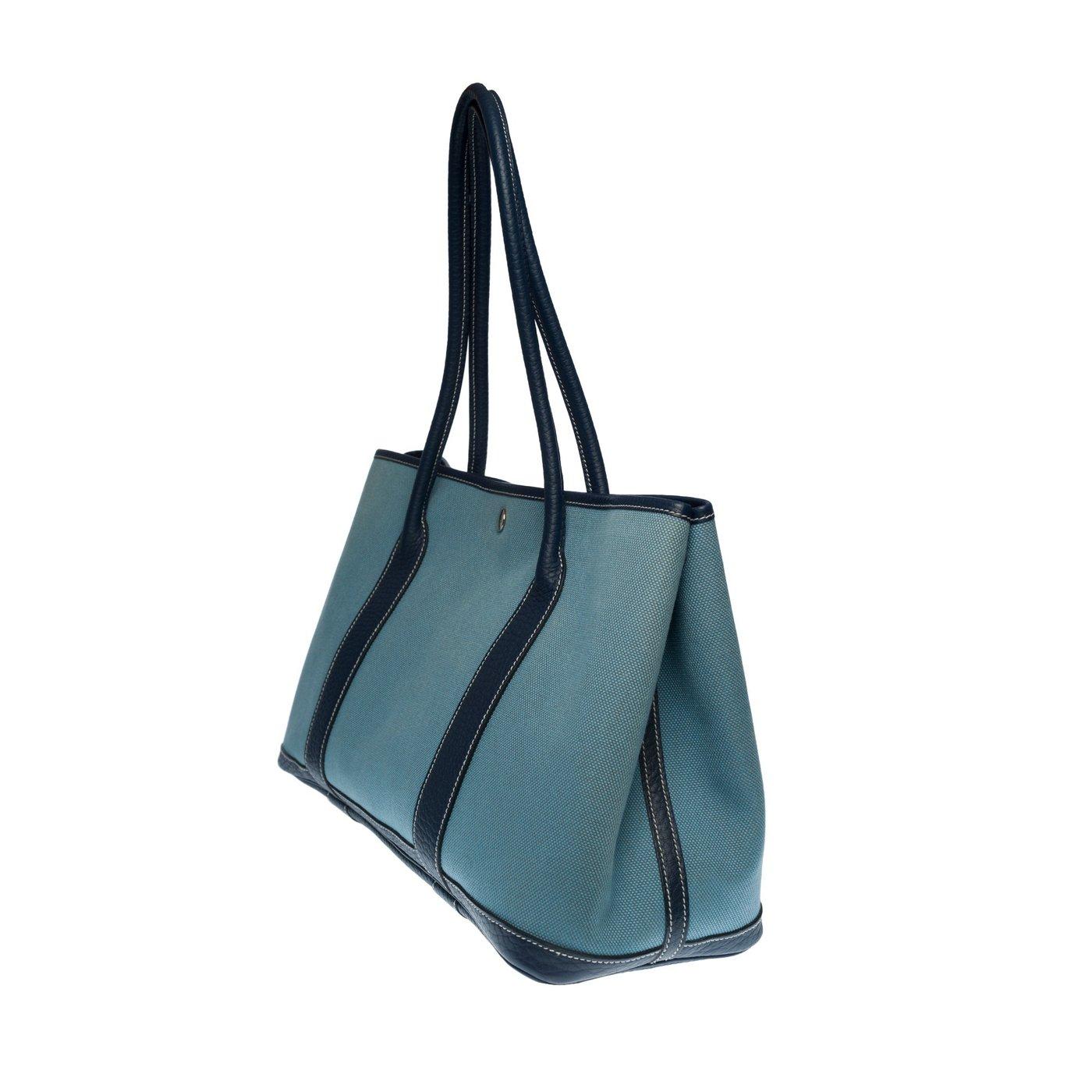 Gray Gorgeous Hermès Garden Party 36 Tote bag in Blue Denim Canvas & Leather, SHW