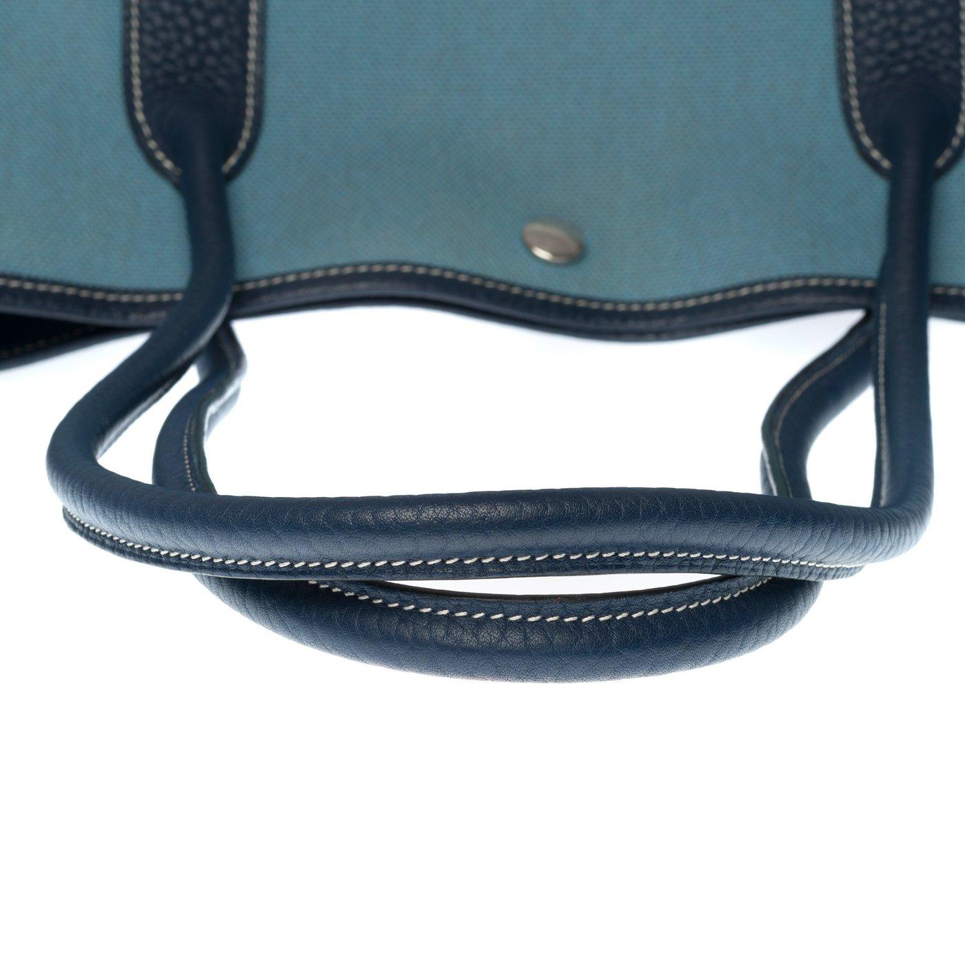 Gorgeous Hermès Garden Party 36 Tote bag in Blue Denim Canvas & Leather, SHW 1