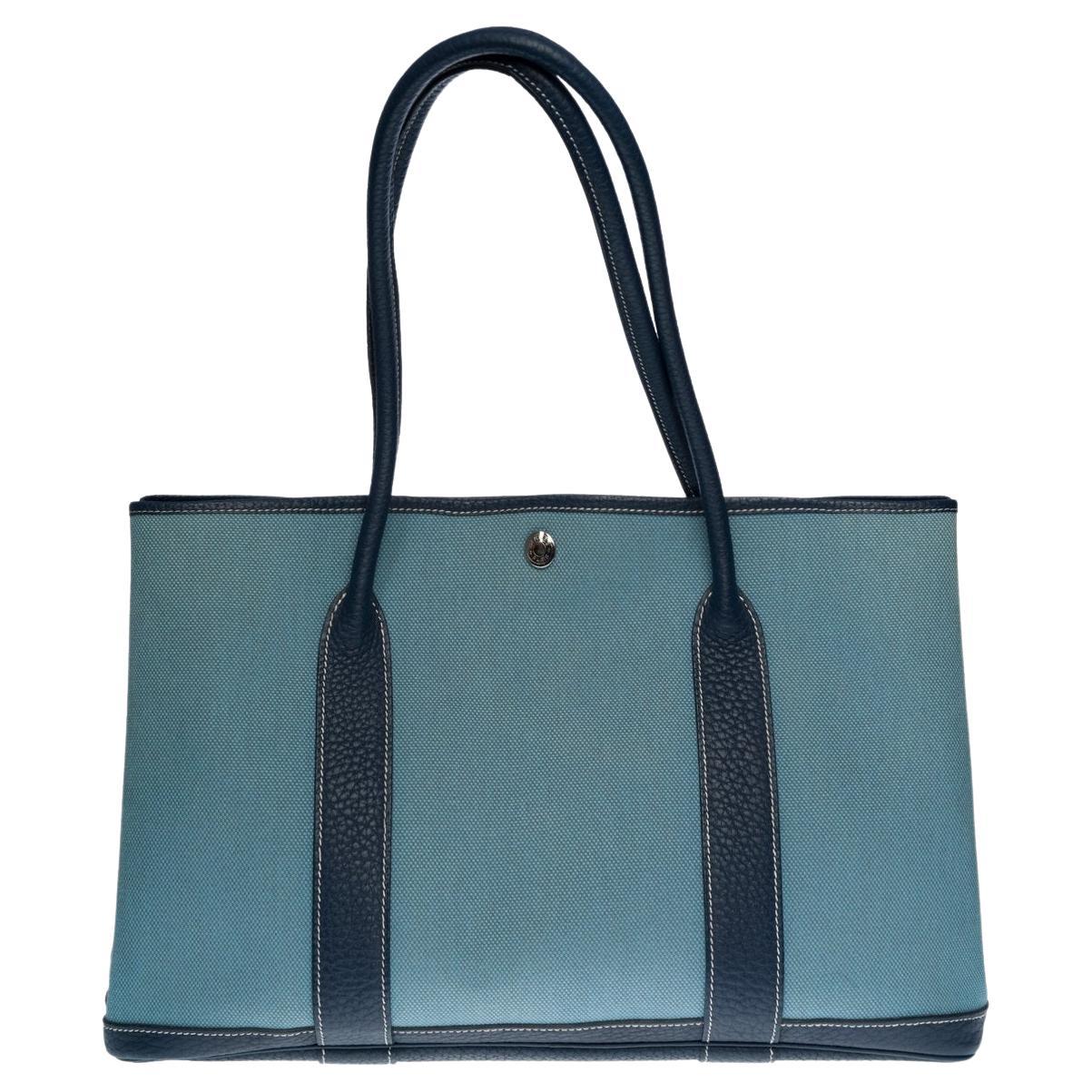 Gorgeous Hermès Garden Party 36 Tote bag in Blue Denim Canvas & Leather, SHW For Sale