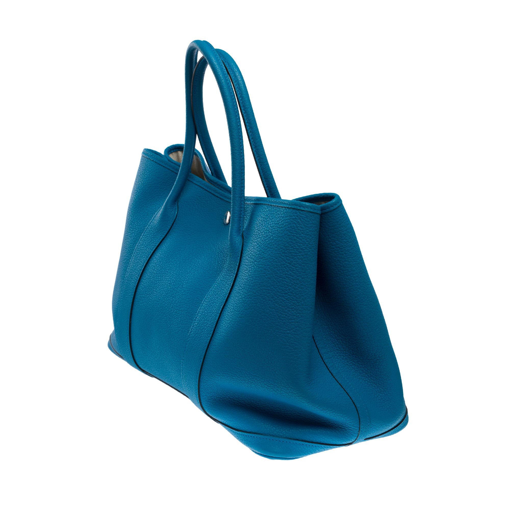 Gorgeous Hermès Garden Party 36 Tote bag in Blue Zanzibar Negonda leather, SHW 1
