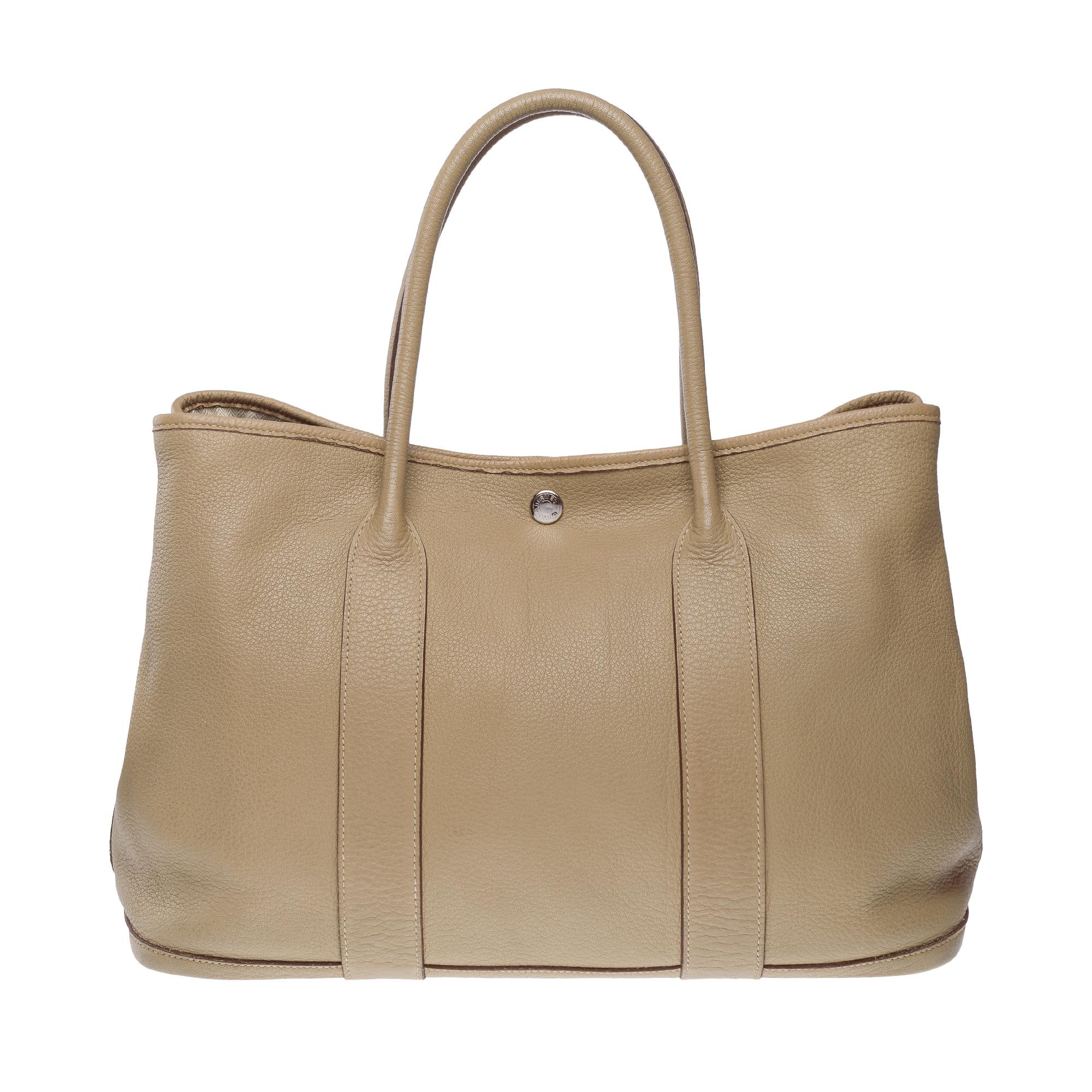 Brown Gorgeous Hermès Garden Party 36 Tote bag in Etoupe Negonda leather, PHW