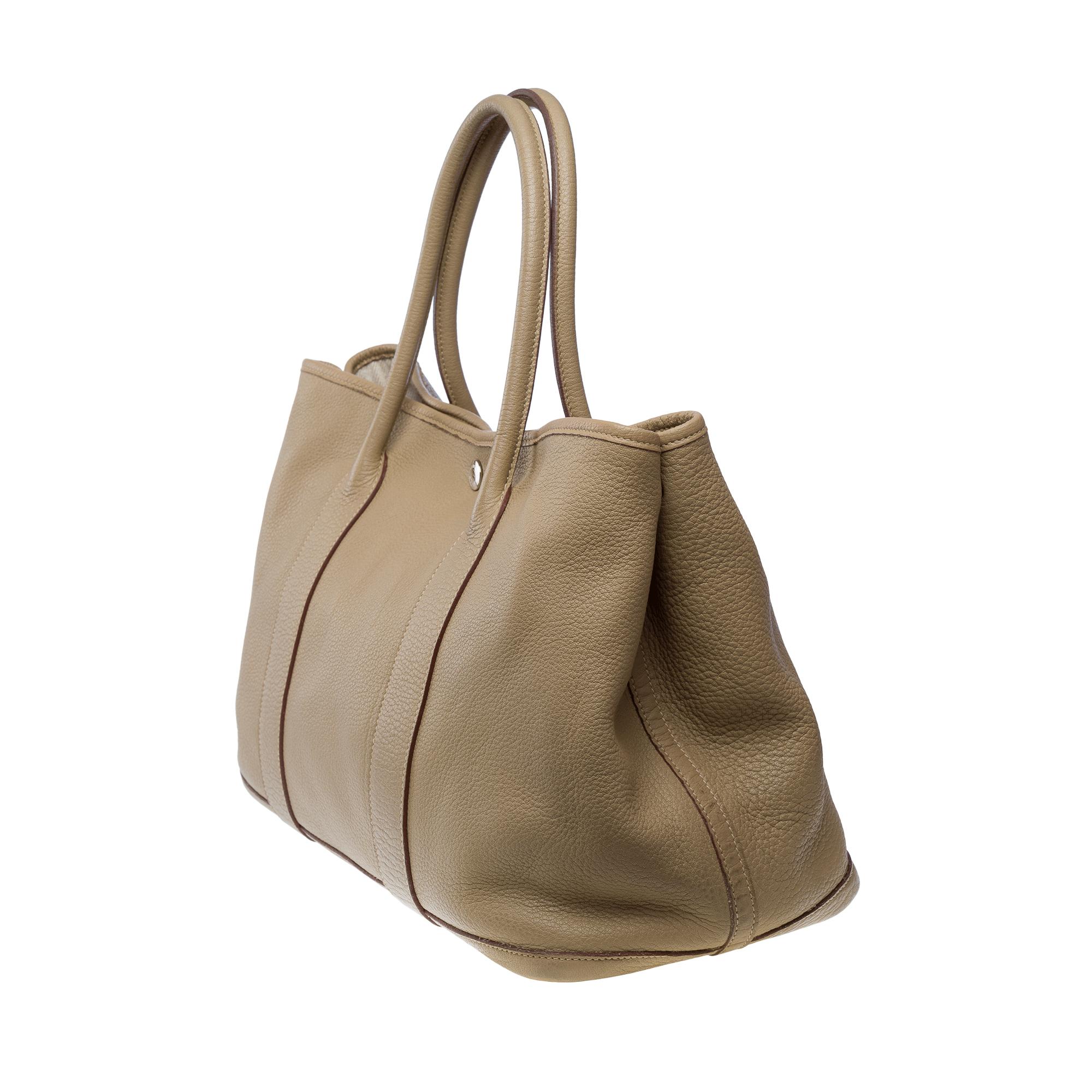 Gorgeous Hermès Garden Party 36 Tote bag in Etoupe Negonda leather, PHW In Good Condition In Paris, IDF