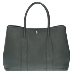 Superbe sac fourre-tout Hermès Garden Party 36 en cuir vert Almond Negonda, SHW