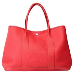 Superbe sac fourre-tout Garden Party 36 d'Hermès en cuir orange Poppy Negonda, SHW
