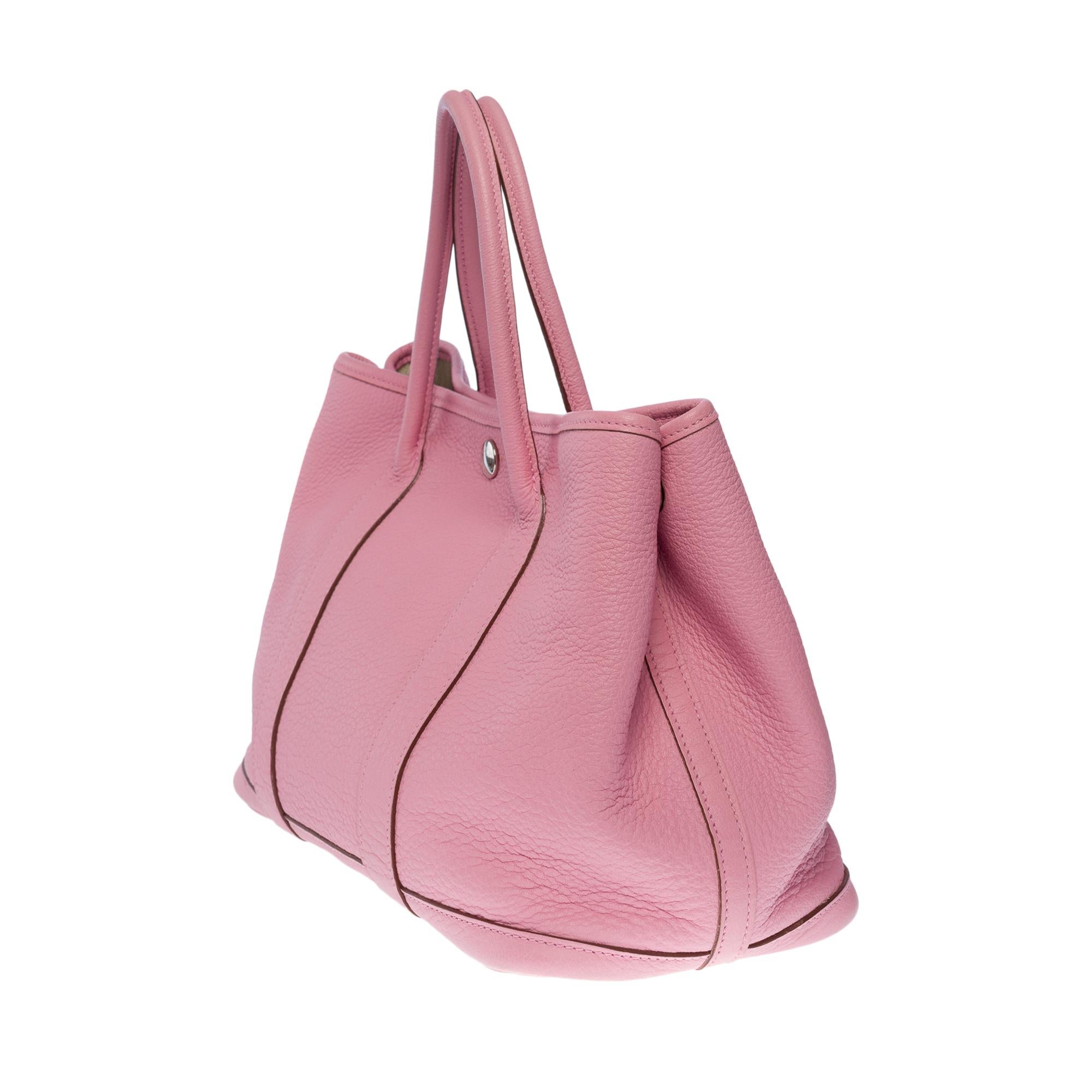 Superbe sac fourre-tout Hermès Garden Party TPM en cuir Negonda rose sakura, SHW Excellent état - En vente à Paris, IDF