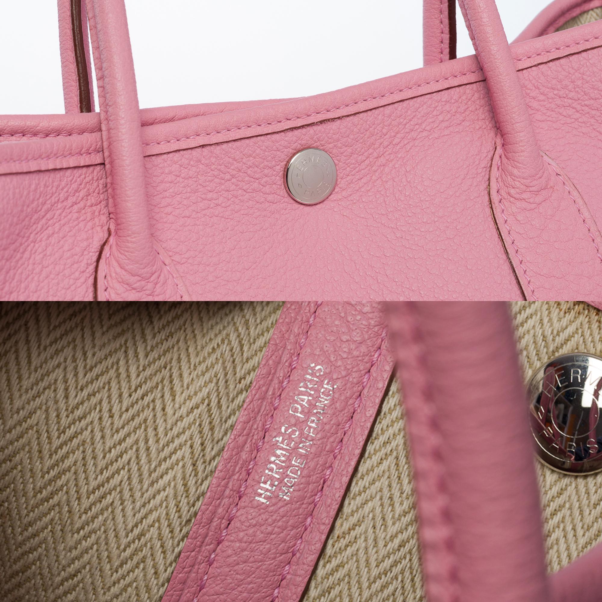 Superbe sac fourre-tout Hermès Garden Party TPM en cuir Negonda rose sakura, SHW en vente 1