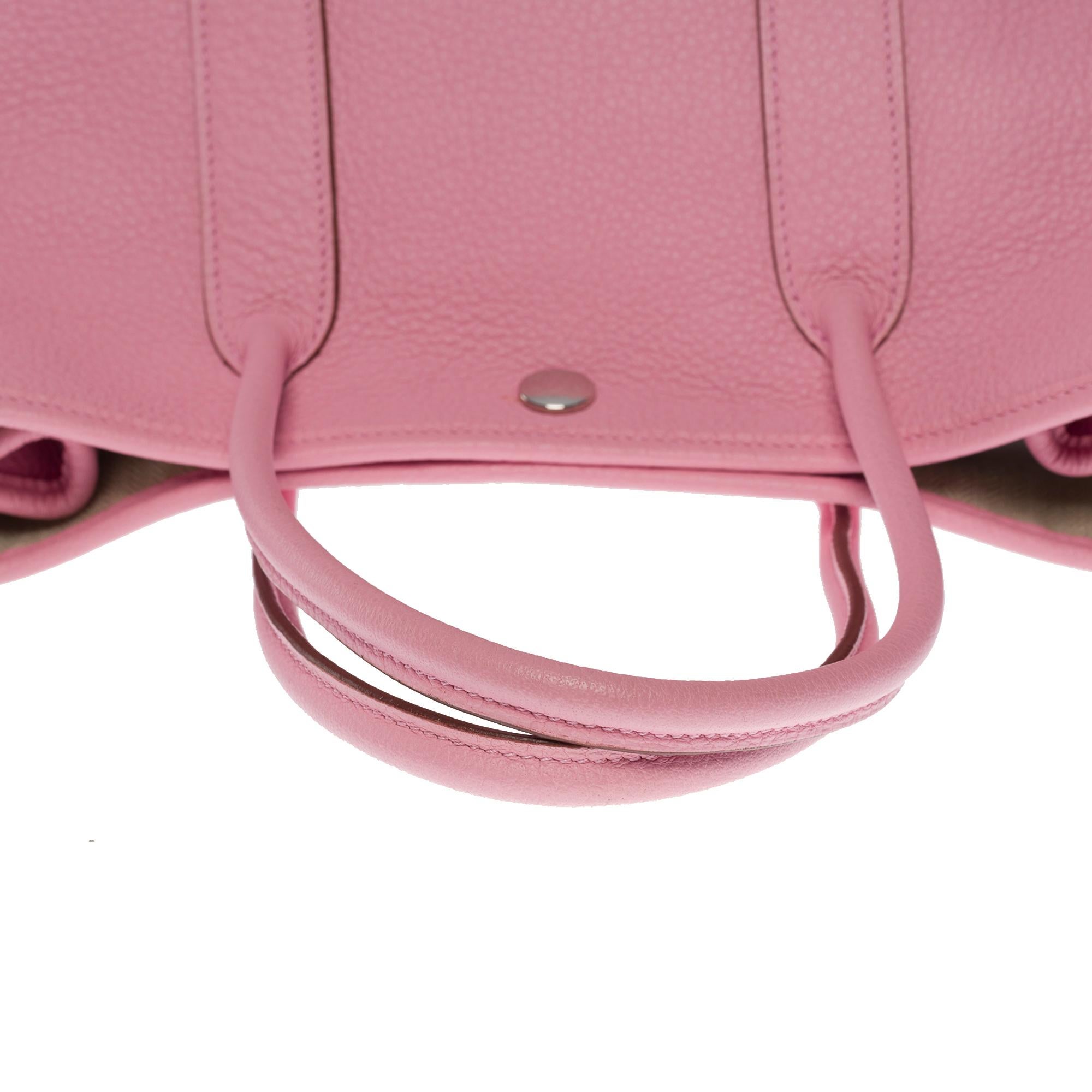 Superbe sac fourre-tout Hermès Garden Party TPM en cuir Negonda rose sakura, SHW en vente 4