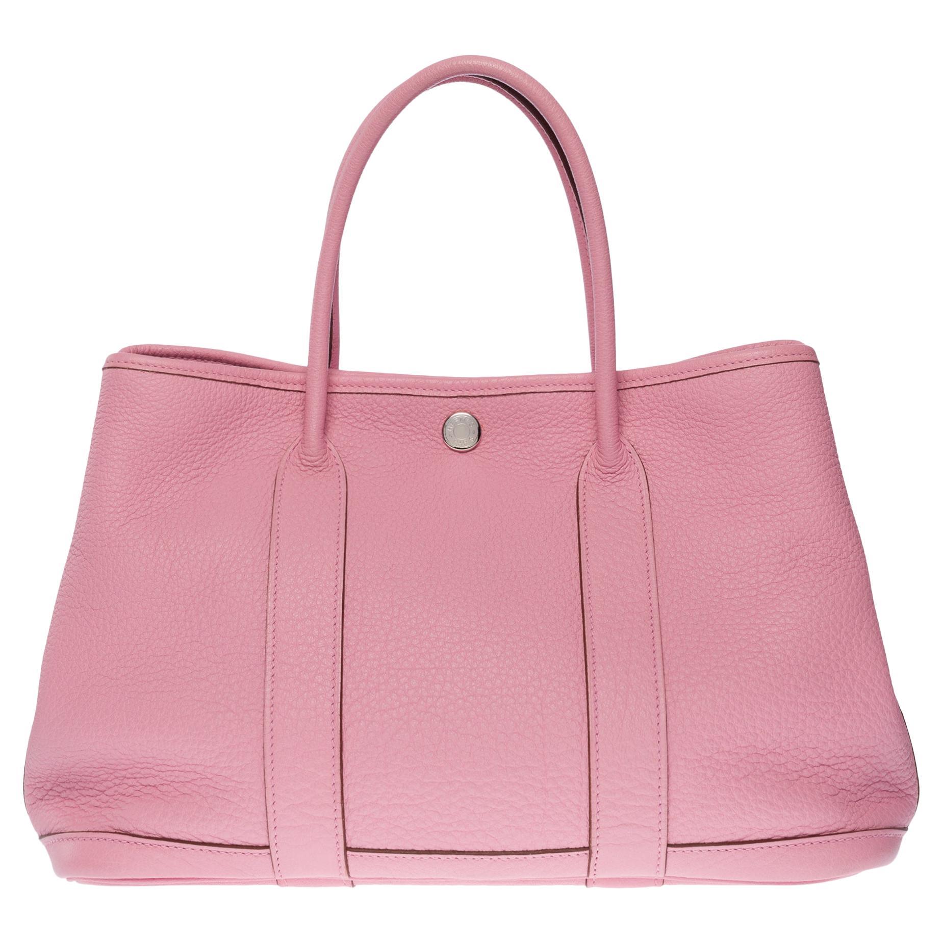 Superbe sac fourre-tout Hermès Garden Party TPM en cuir Negonda rose sakura, SHW en vente