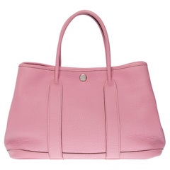 Superbe sac fourre-tout Hermès Garden Party TPM en cuir Negonda rose sakura, SHW