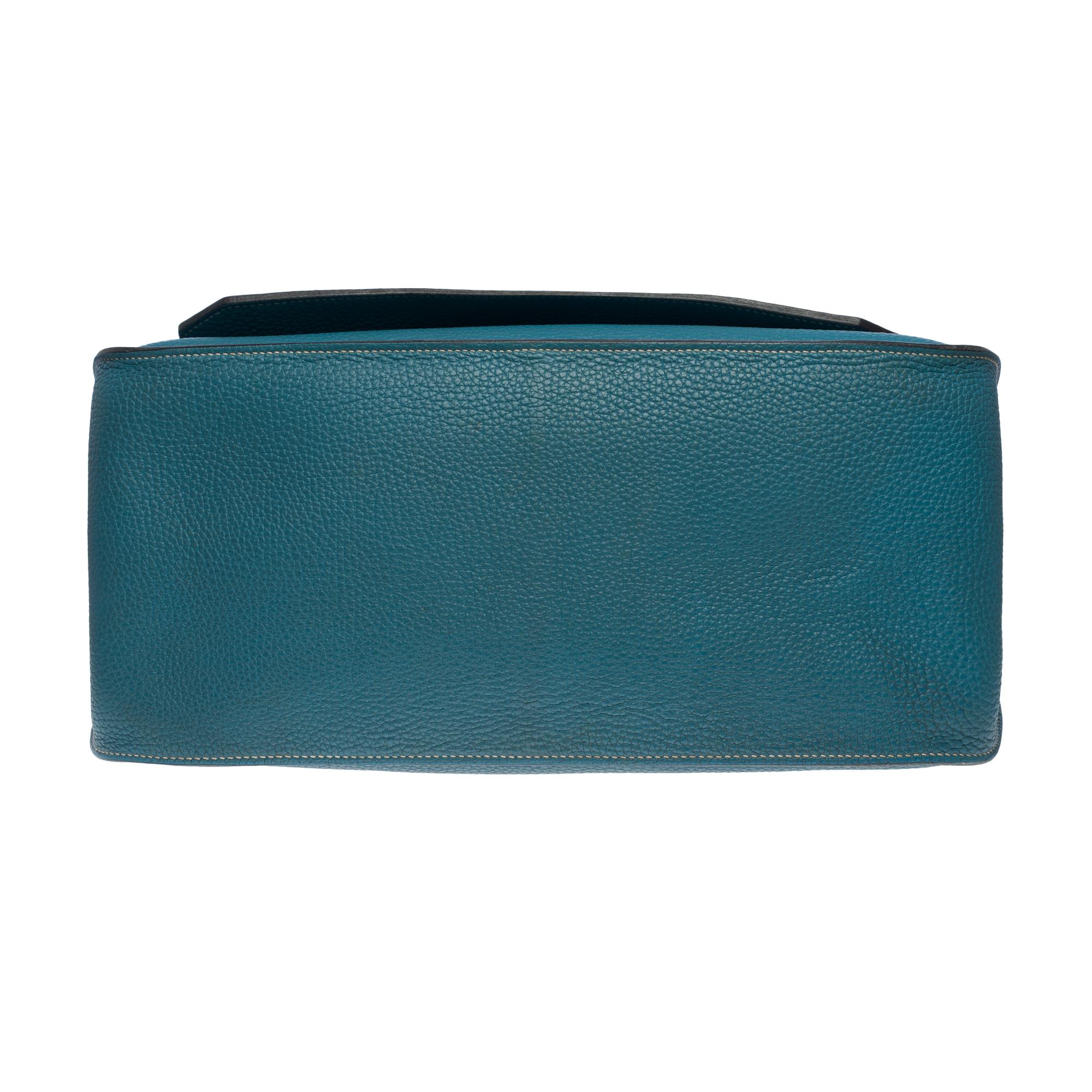 Gorgeous Hermès Jypsière 32 crossbody bag in Blue Jean Taurillon leather, PHW 9