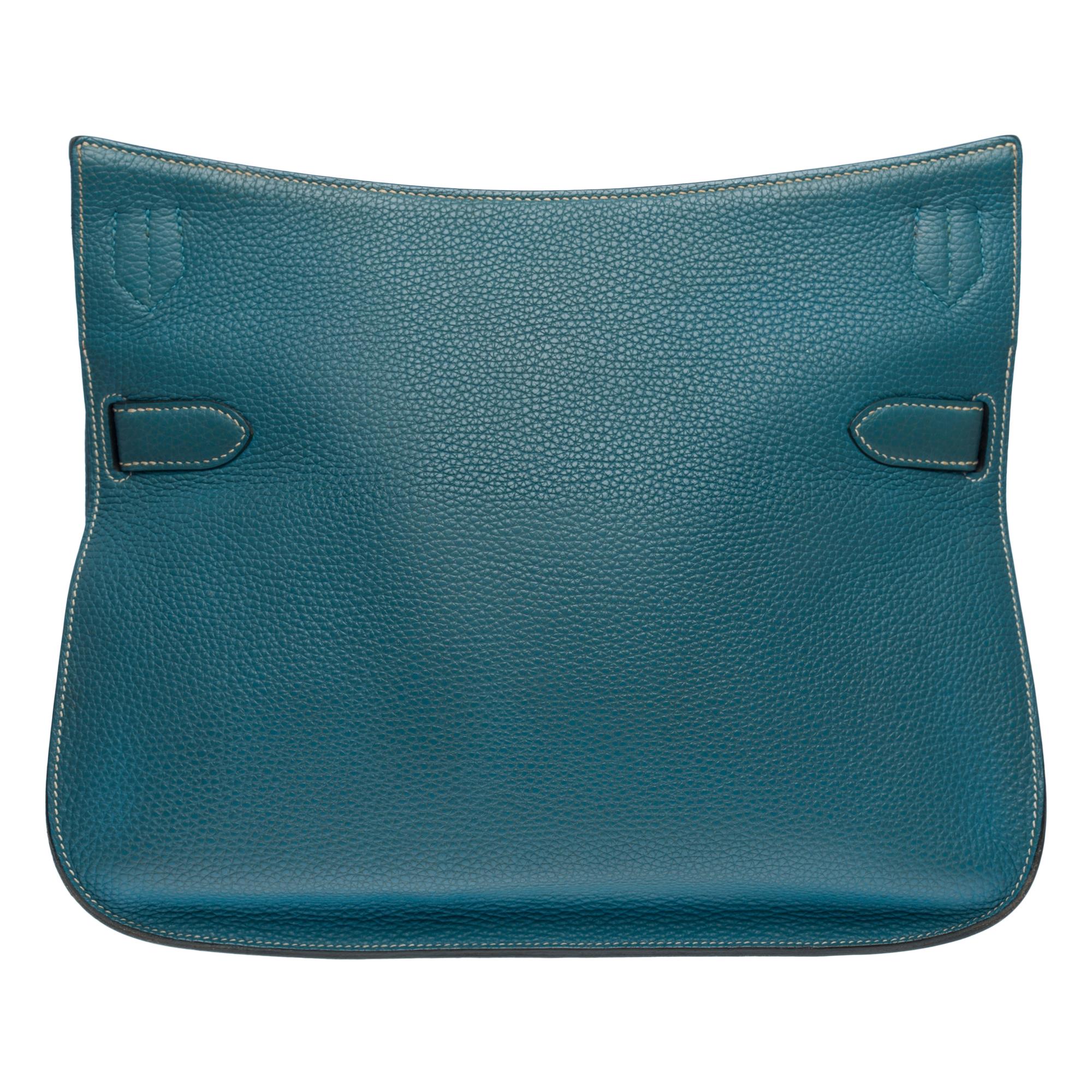 Women's or Men's Gorgeous Hermès Jypsière 32 crossbody bag in Blue Jean Taurillon leather, PHW