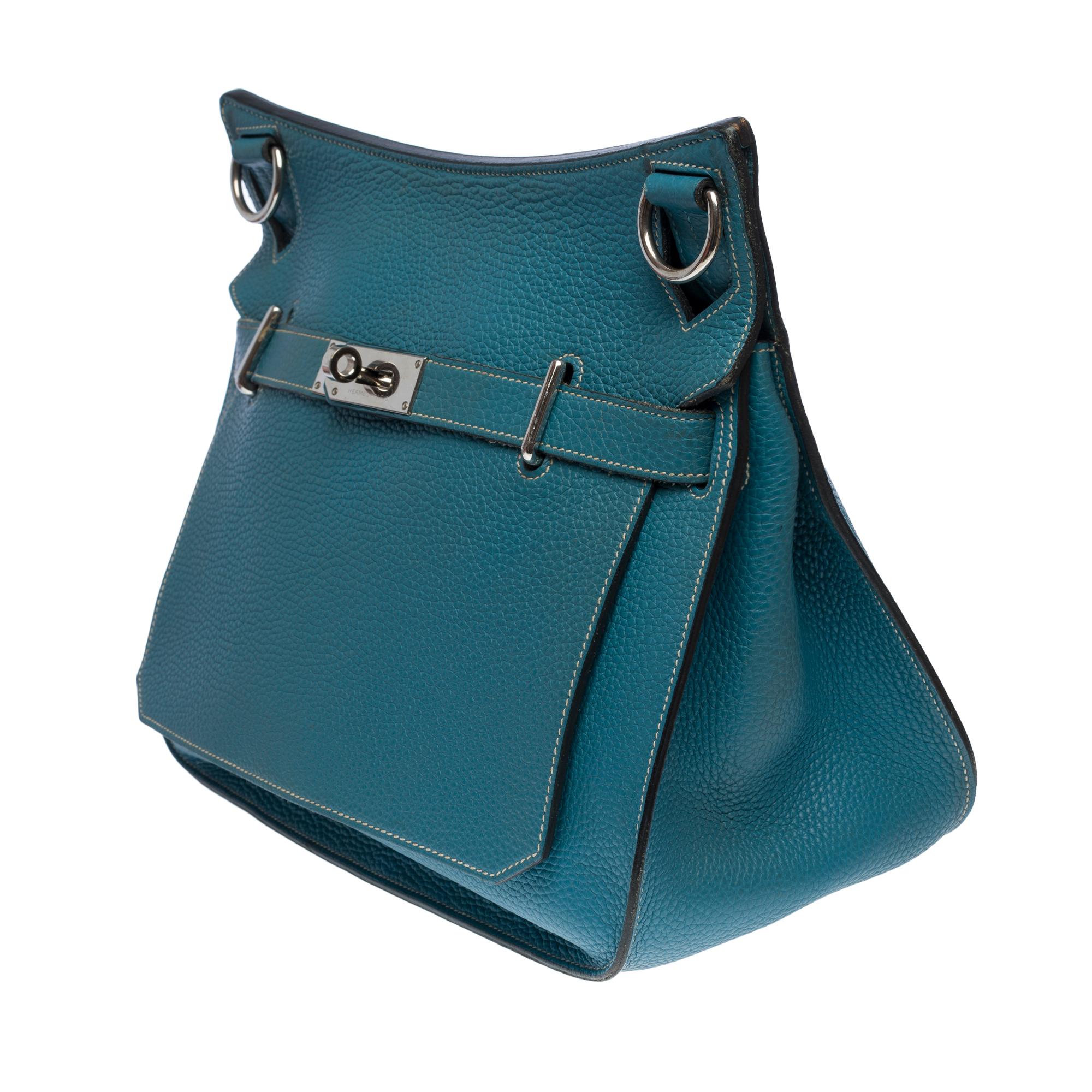 Gorgeous Hermès Jypsière 32 crossbody bag in Blue Jean Taurillon leather, PHW 1